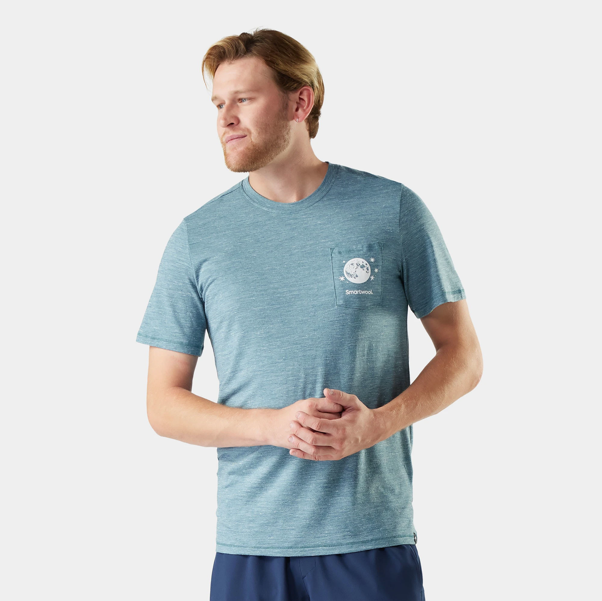 Tricou Merino bărbați Smartwool Peak Pints - turcoaz Dusty Teal - 183346