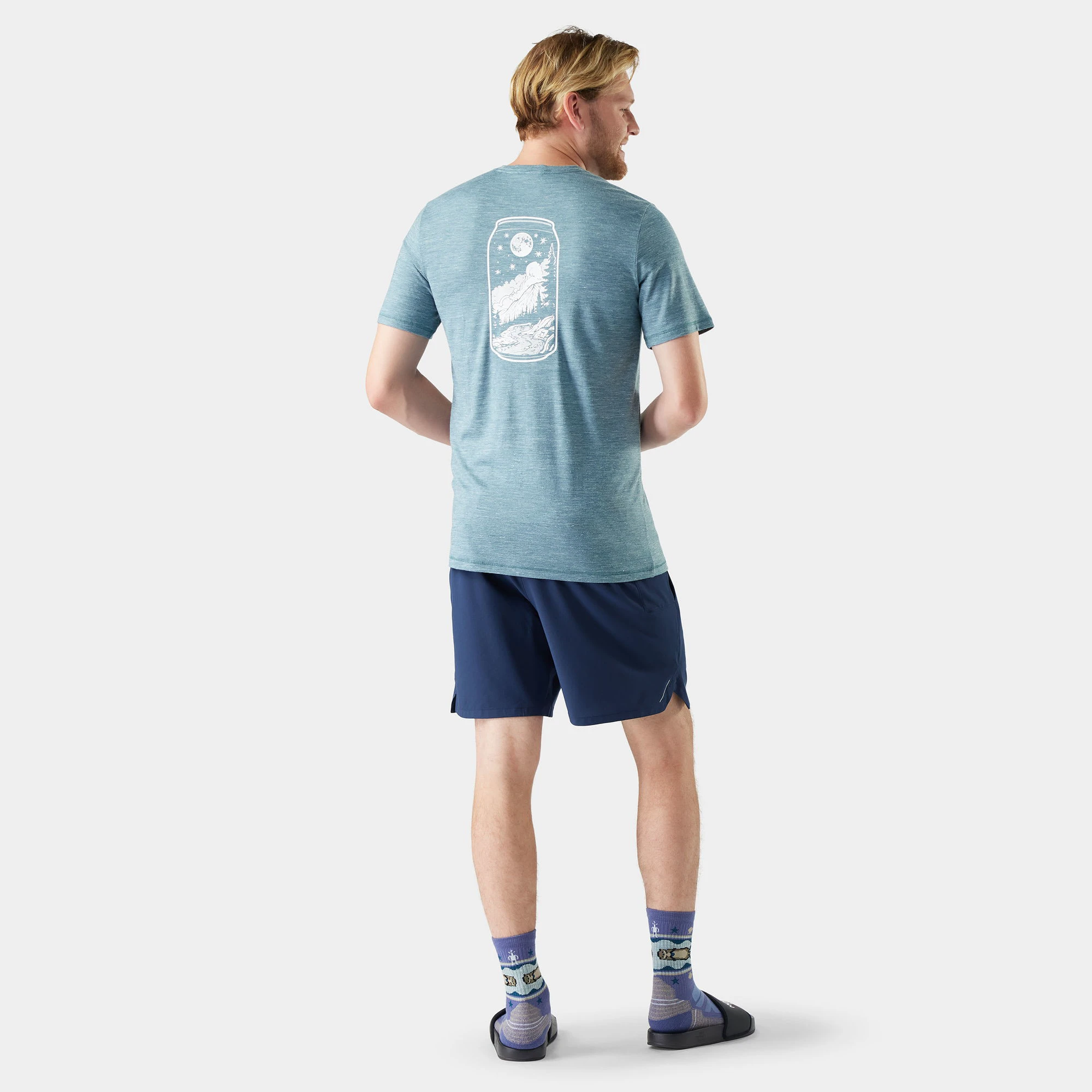 2. Tricou Merino bărbați Smartwool Peak Pints - turcoaz Dusty Teal