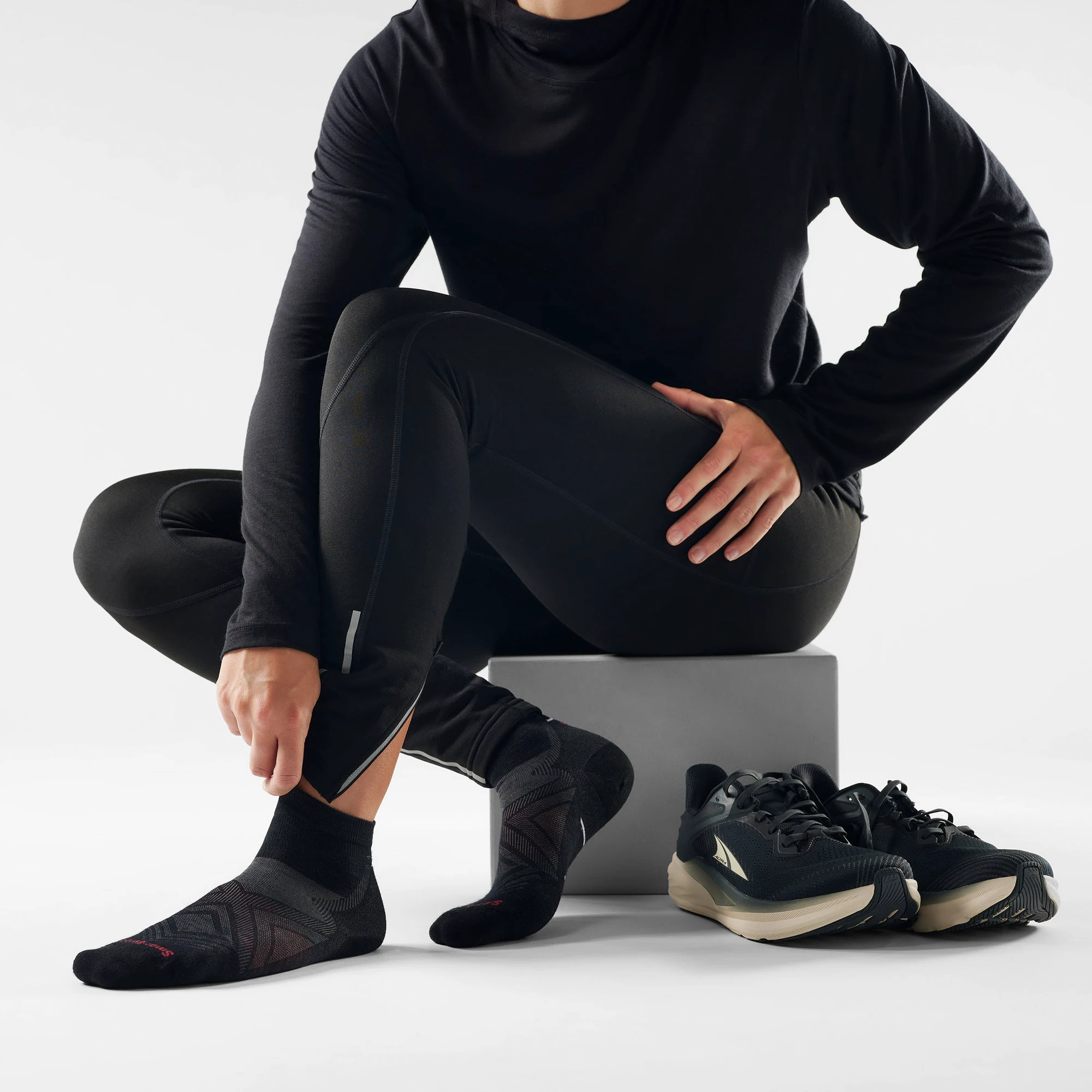 2. Șosete Merino alergare Smartwool Run - Ankle | Zero Cushion - Black