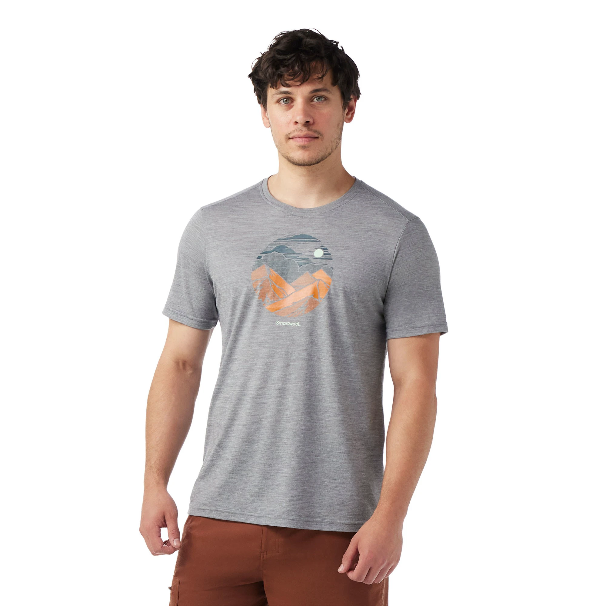 Smartwool - tricou merino - Fourteener Active Short Sleeve Graphic Tee - Gri - 68905