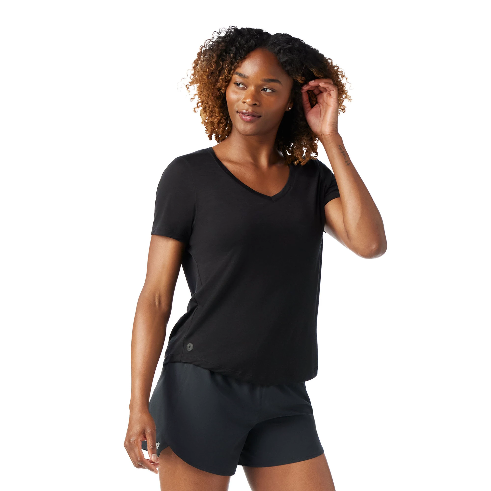 Smartwool - tricou merino - Active Ultralite V-Neck Short Sleeve W - Negru - 68945