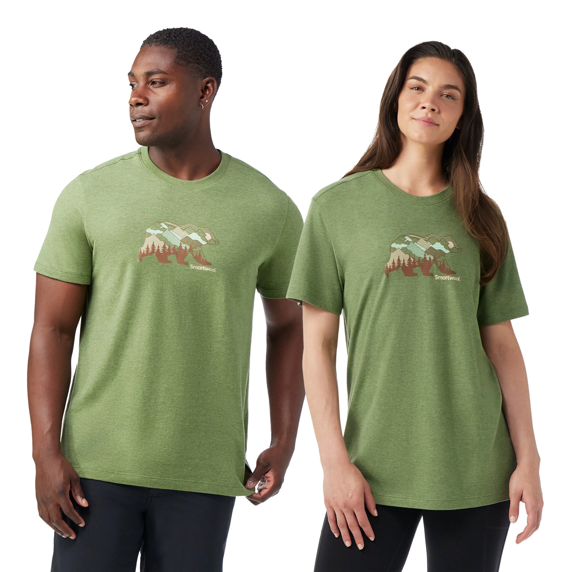Smartwool - tricou merino - Bear View Short Sleeve Graphic Tee - Verde - 68948