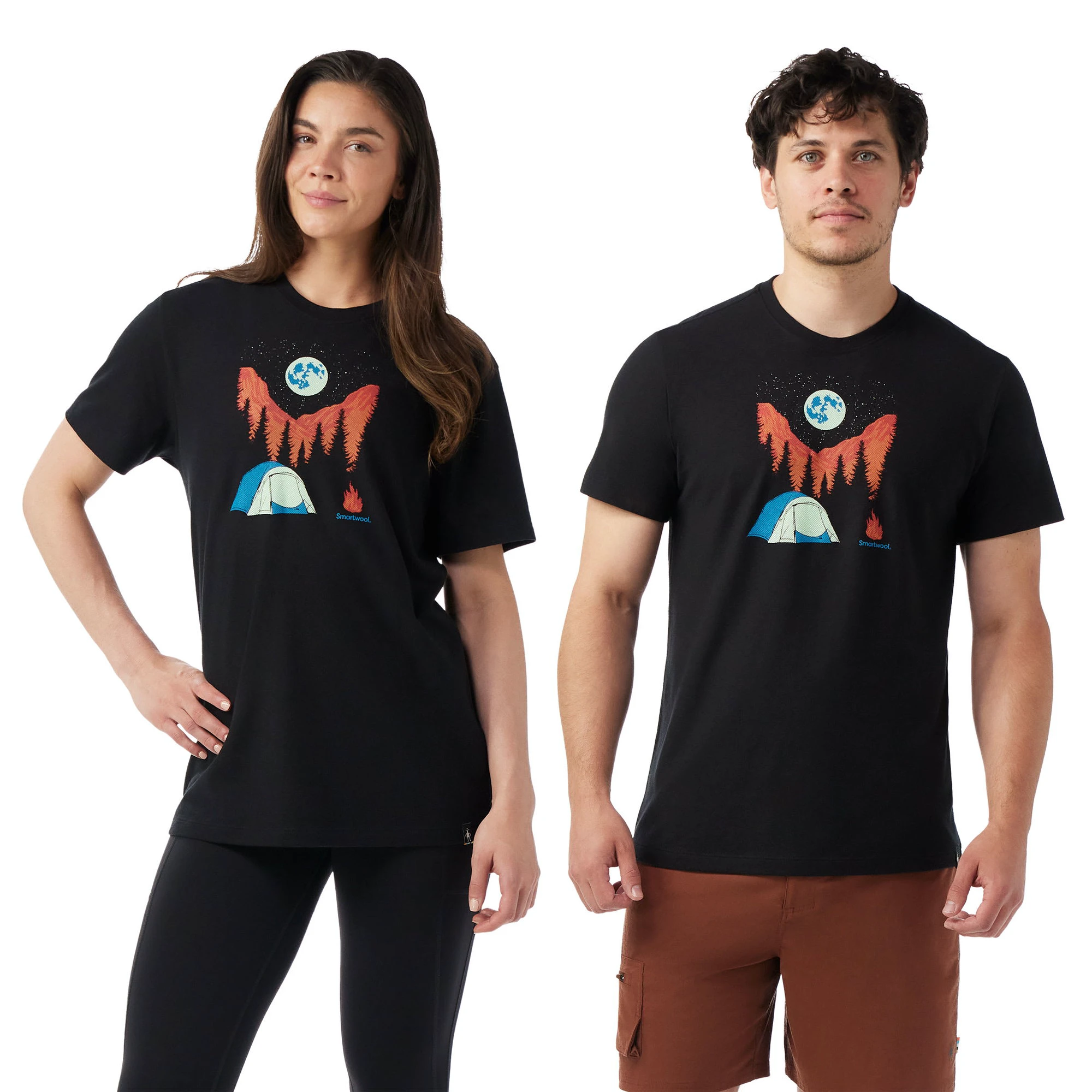 1. Smartwool - tricou merino - Night Camp Short Sleeve Graphic Tee - Negru