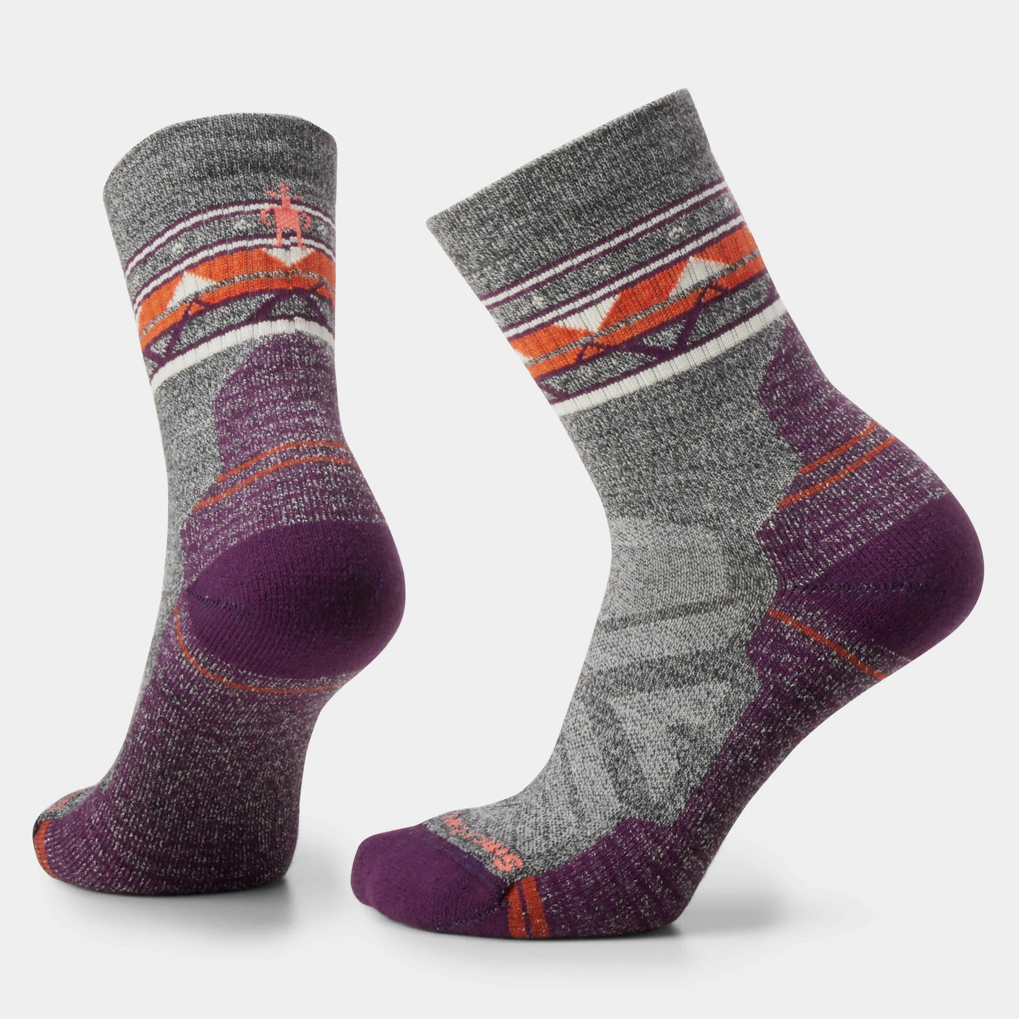 1. Șosete Merino hiking Smartwool Hike Zig Zag Valley - gri Ash/Charcoal | Mid Crew | Light Cushion