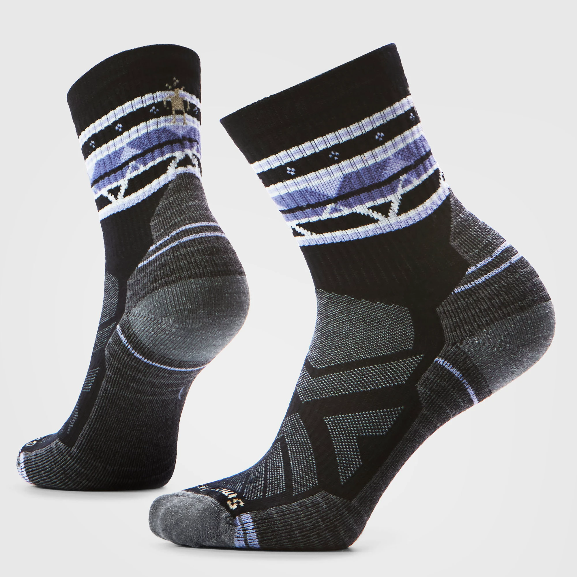 1. Șosete Merino hiking Smartwool Hike Zig Zag Valley - negru | Mid Crew | Light Cushion