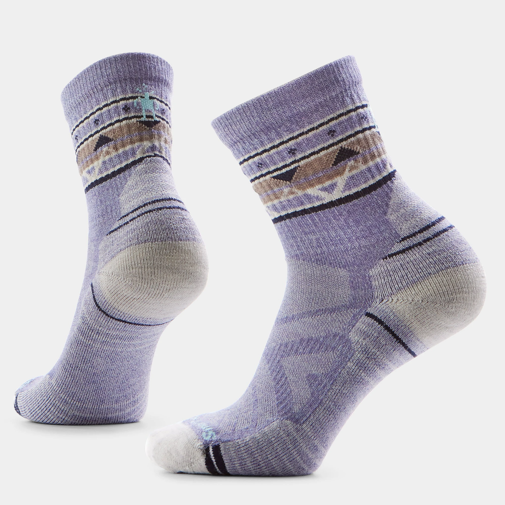 Șosete Merino hiking Smartwool Hike Zig Zag Valley - violet Chalk | Mid Crew | Light Cushion - 183126