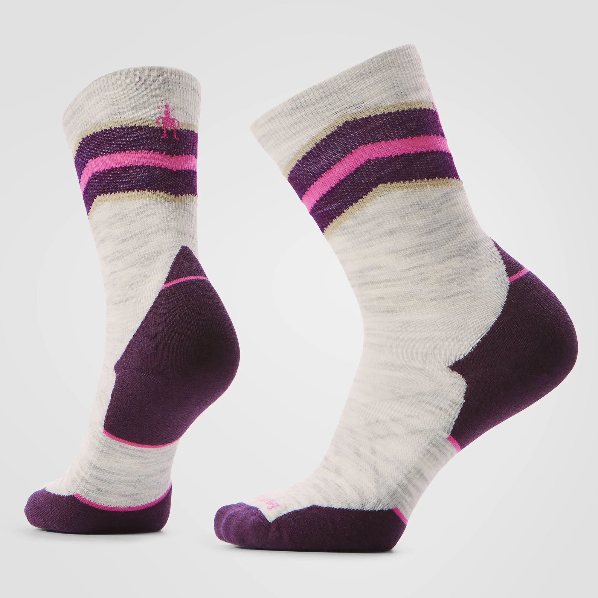 1. Șosete Merino alergare Smartwool Run - gri Ash | Mid Crew | Targeted Cushion
