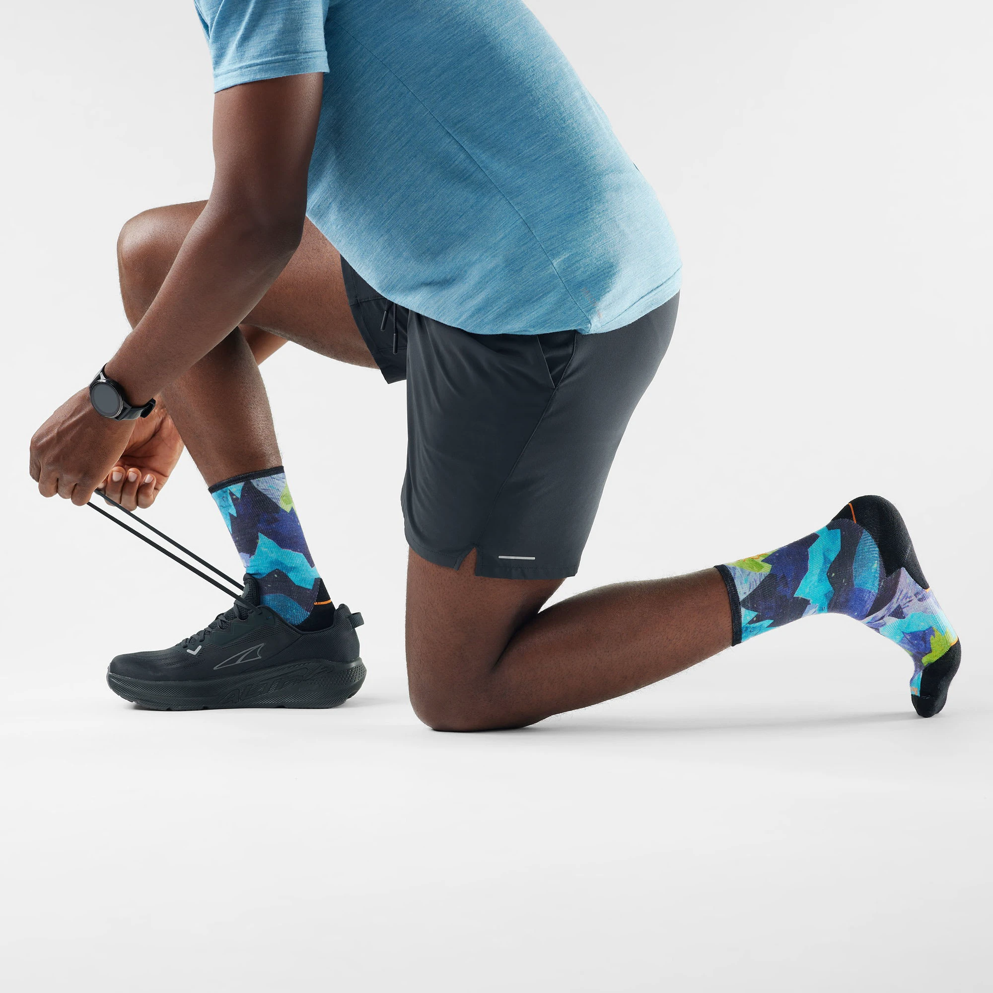 2. Șosete Merino trail running Smartwool Trail Run Summit Sector - albastru Nightfall Blue | Crew | Targeted Cushion