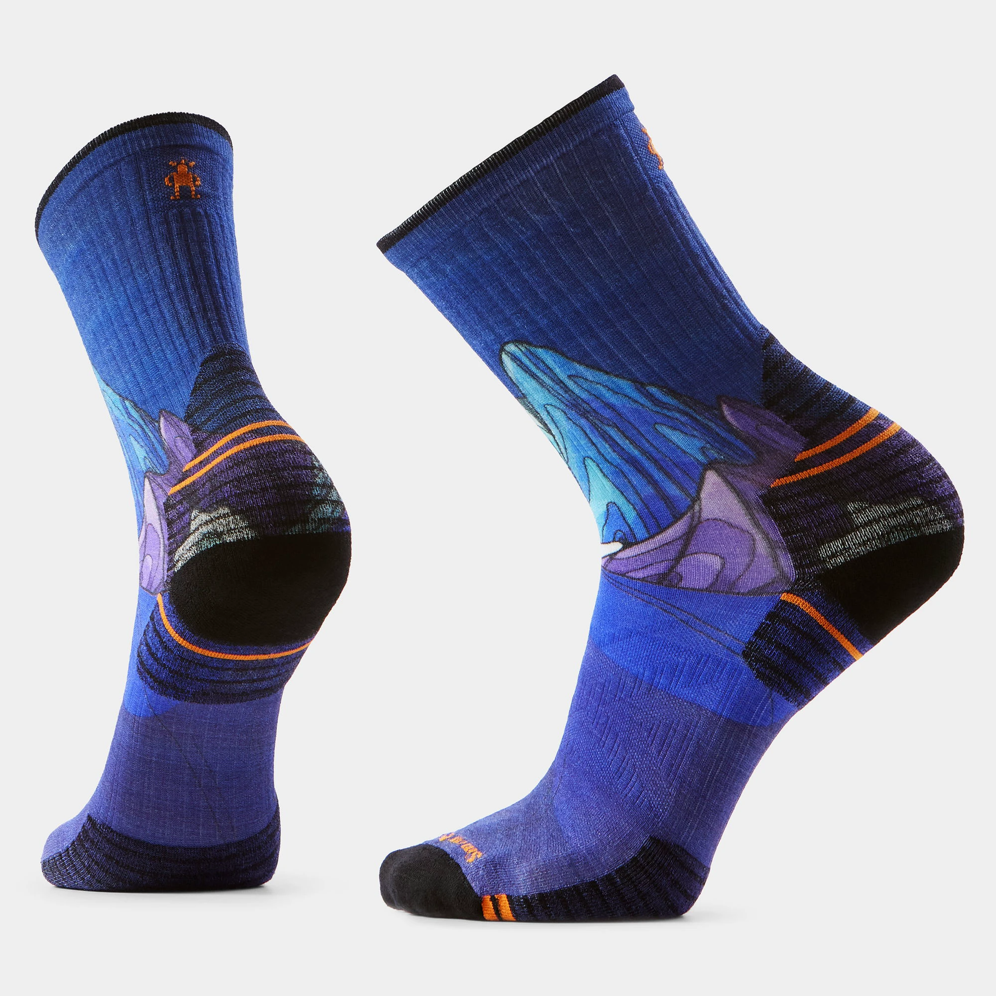 1. Șosete Merino hiking Smartwool Hike Mountain Myth Print - bleumarin Deep Navy | Crew | Targeted Cushion