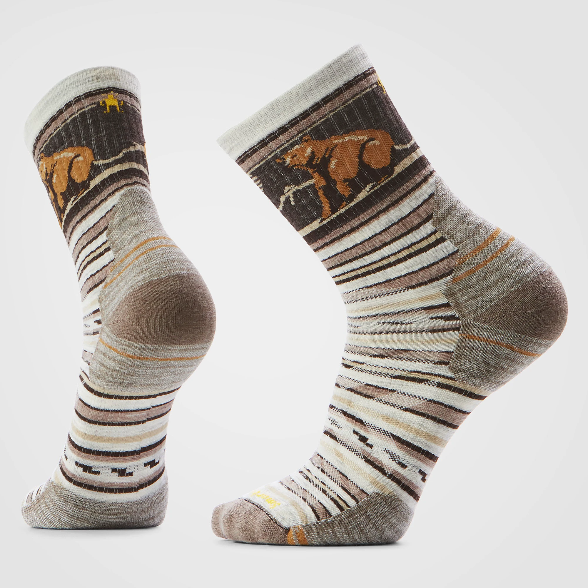 Șosete Merino hiking Smartwool Hike Bear Stripe - gri Ash | Mid Crew | Targeted Cushion - 183211