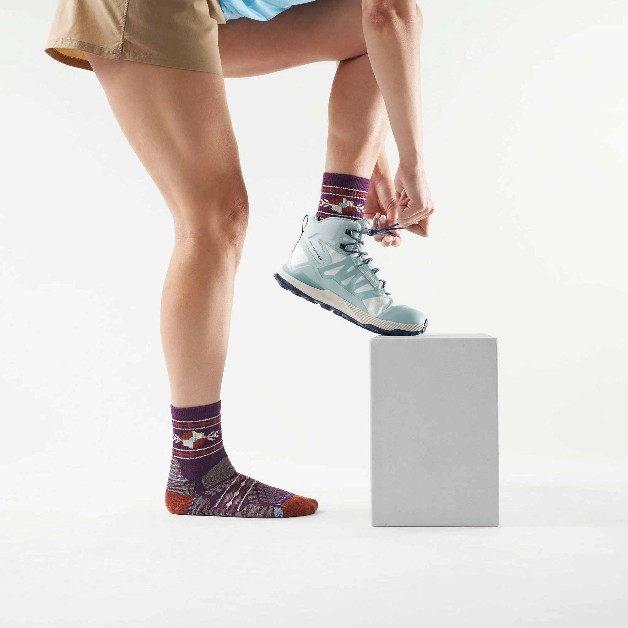 2. Șosete Merino hiking Smartwool Hike Retro Floral - mov Purple Iris | Crew | Light Cushion