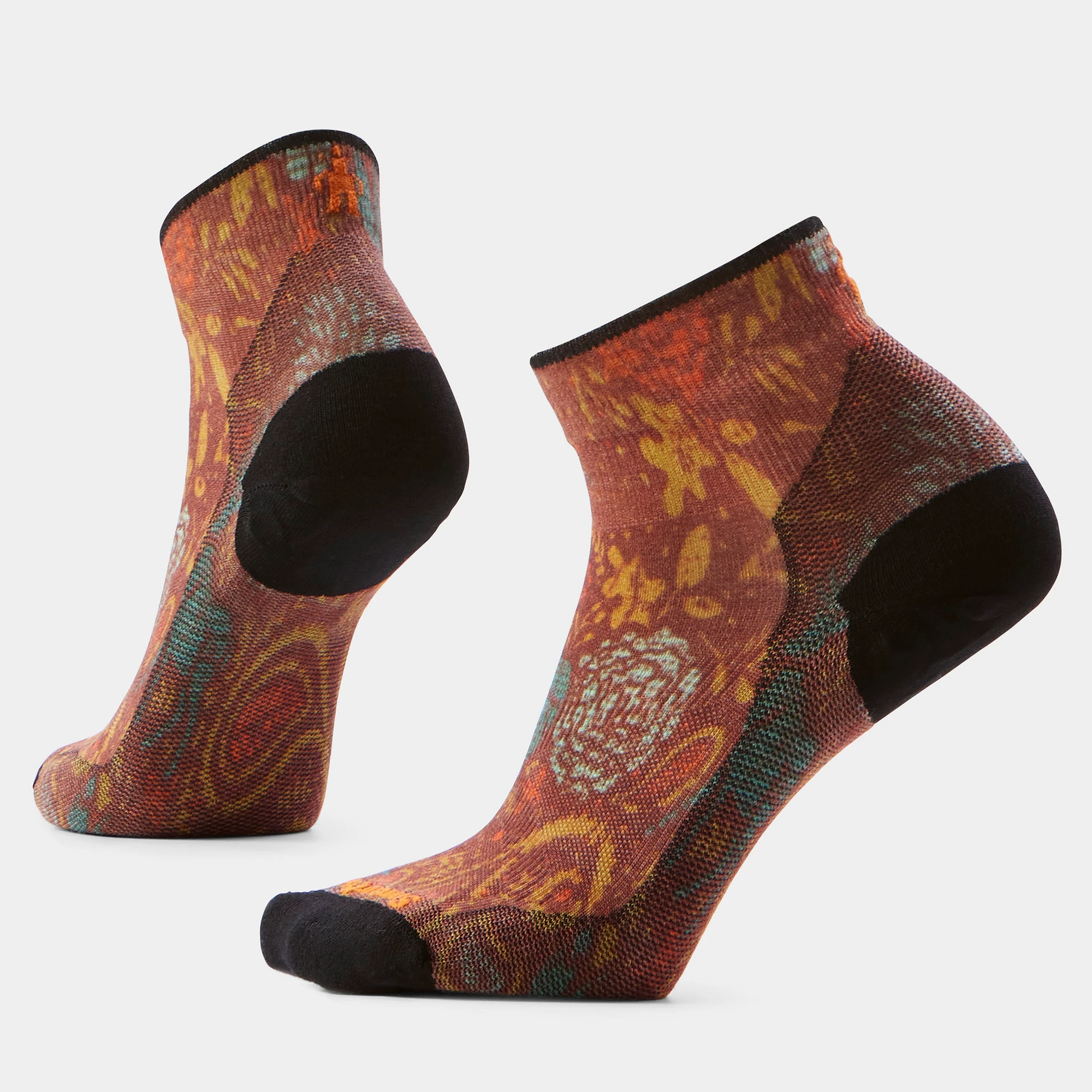 1. Șosete Merino ciclism Smartwool Bike Paisley Print - roșu Picante | Crew | Zero Cushion