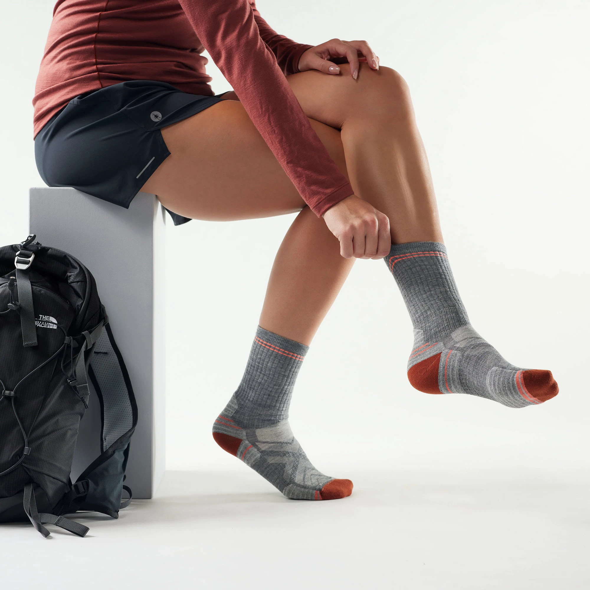2. Șosete Merino hiking Smartwool Hike - gri Medium Gray - femei | Crew | Targeted Cushion
