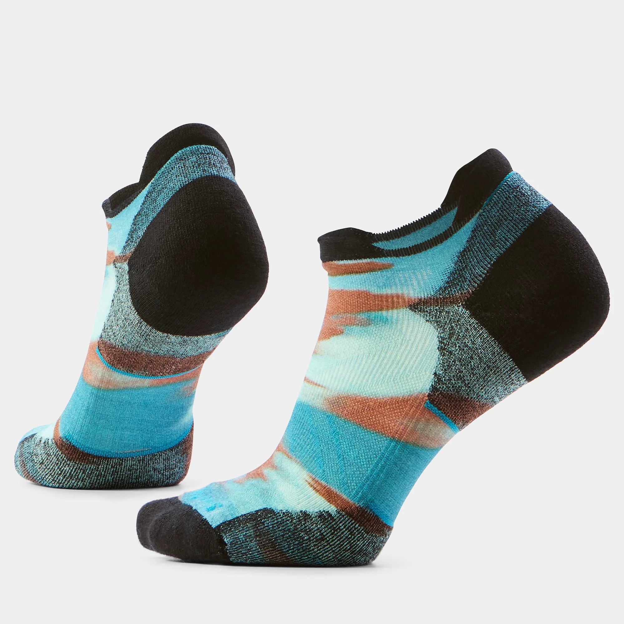 Șosete Merino alergare Smartwool Run Brushed Print - albastru Nightfall | Low Ankle | Targeted Cushion - 183319