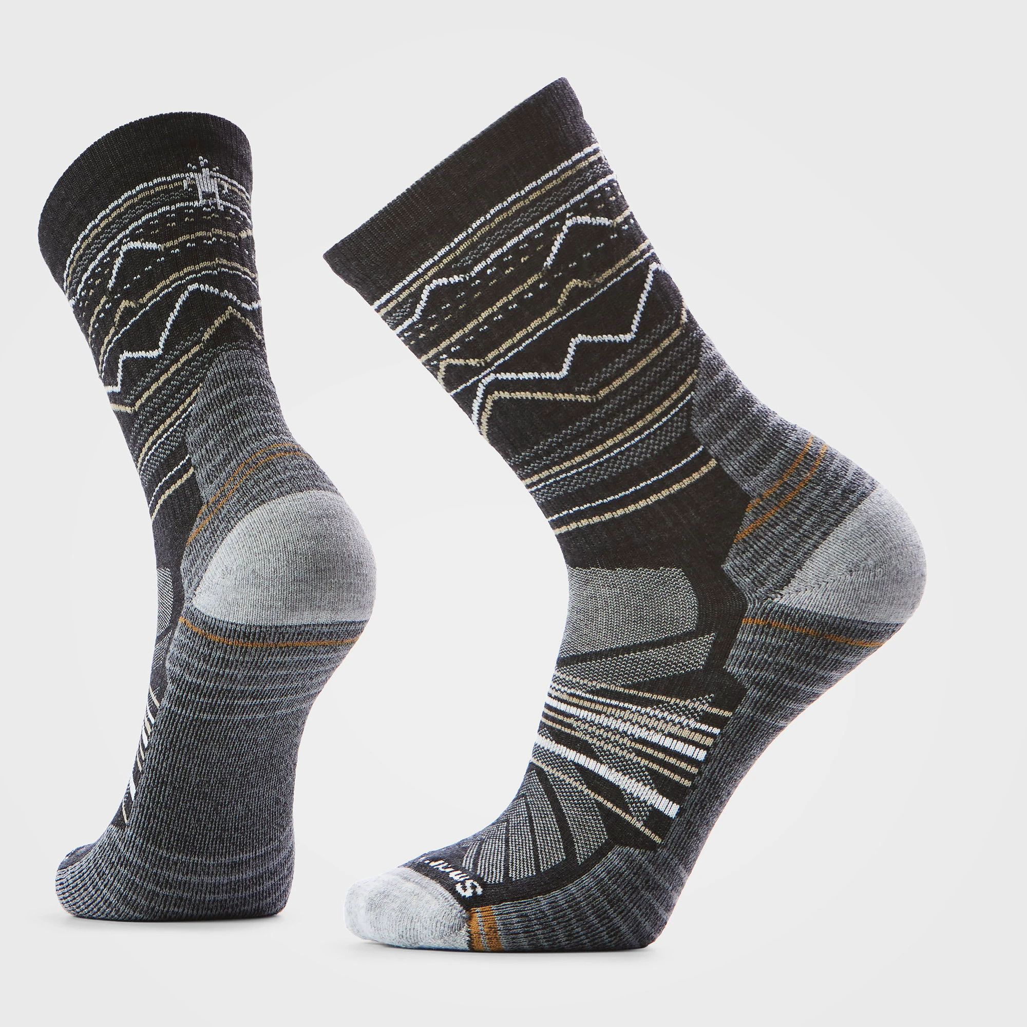 Șosete Merino hiking Smartwool Hike Mountain Range - gri Charcoal | Light Gray | Crew | Light Cushion - 183327