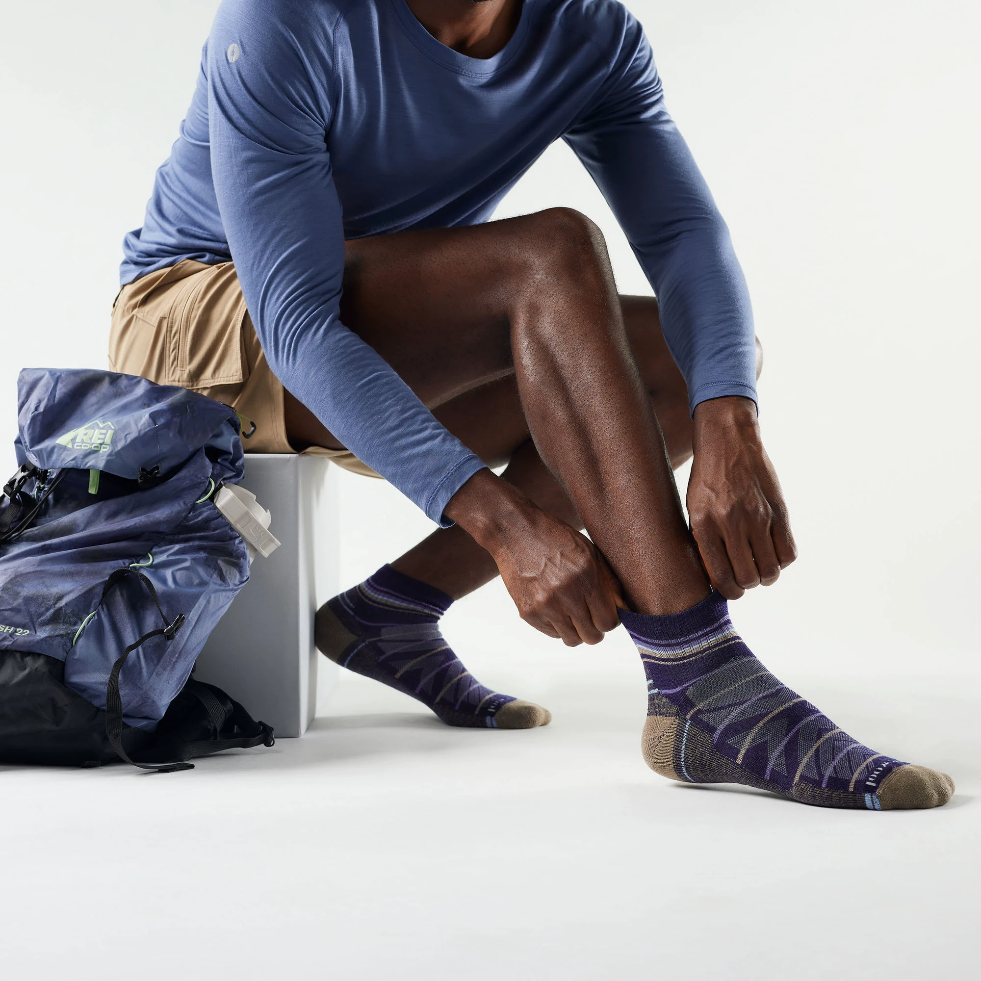 2. Șosete Merino hiking Smartwool Hike Pattern - albastru Nightfall Blue | Ankle | Light Cushion