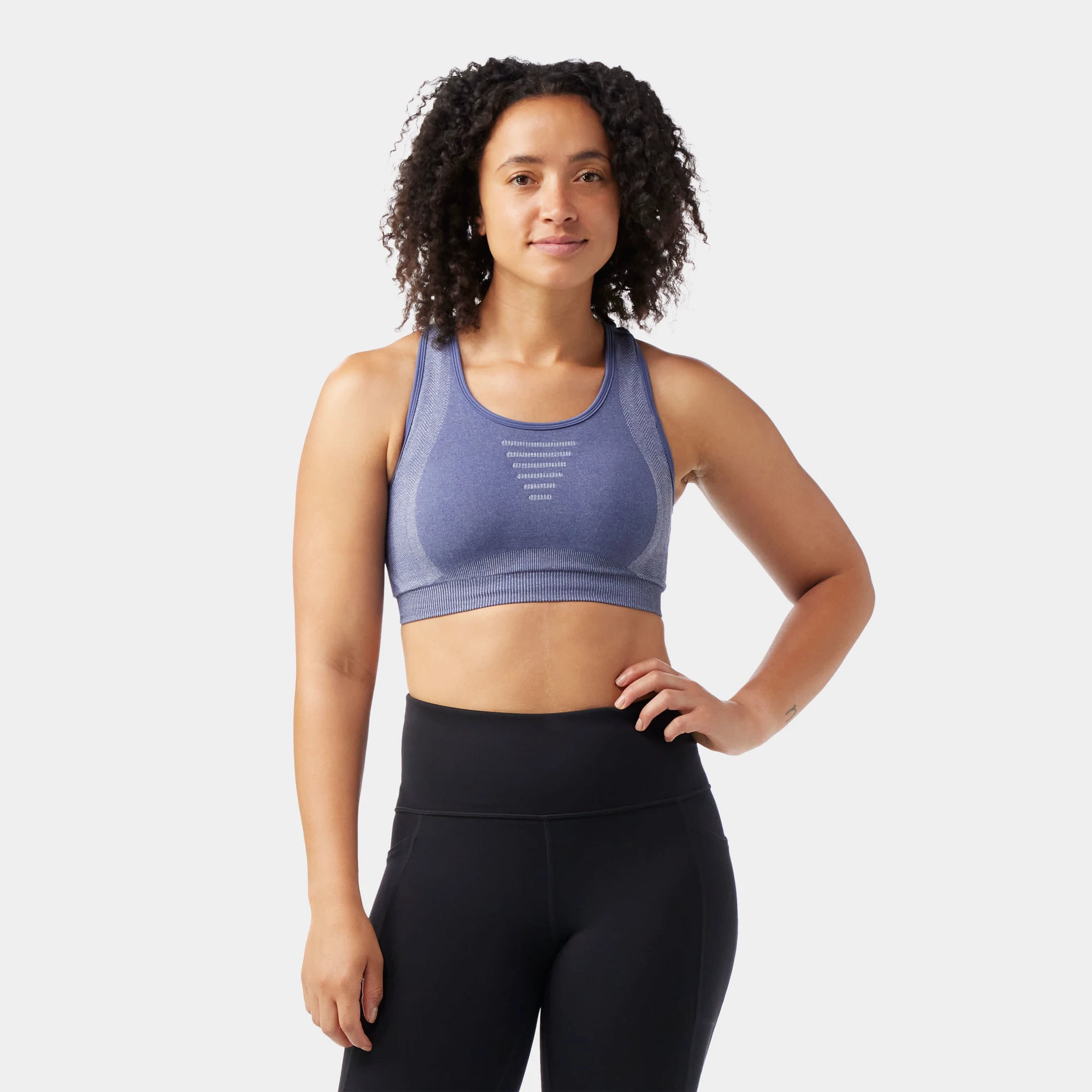 1. Bustieră sport Merino Smartwool Intraknit Racerback - albastru Nightfall Blue Heather
