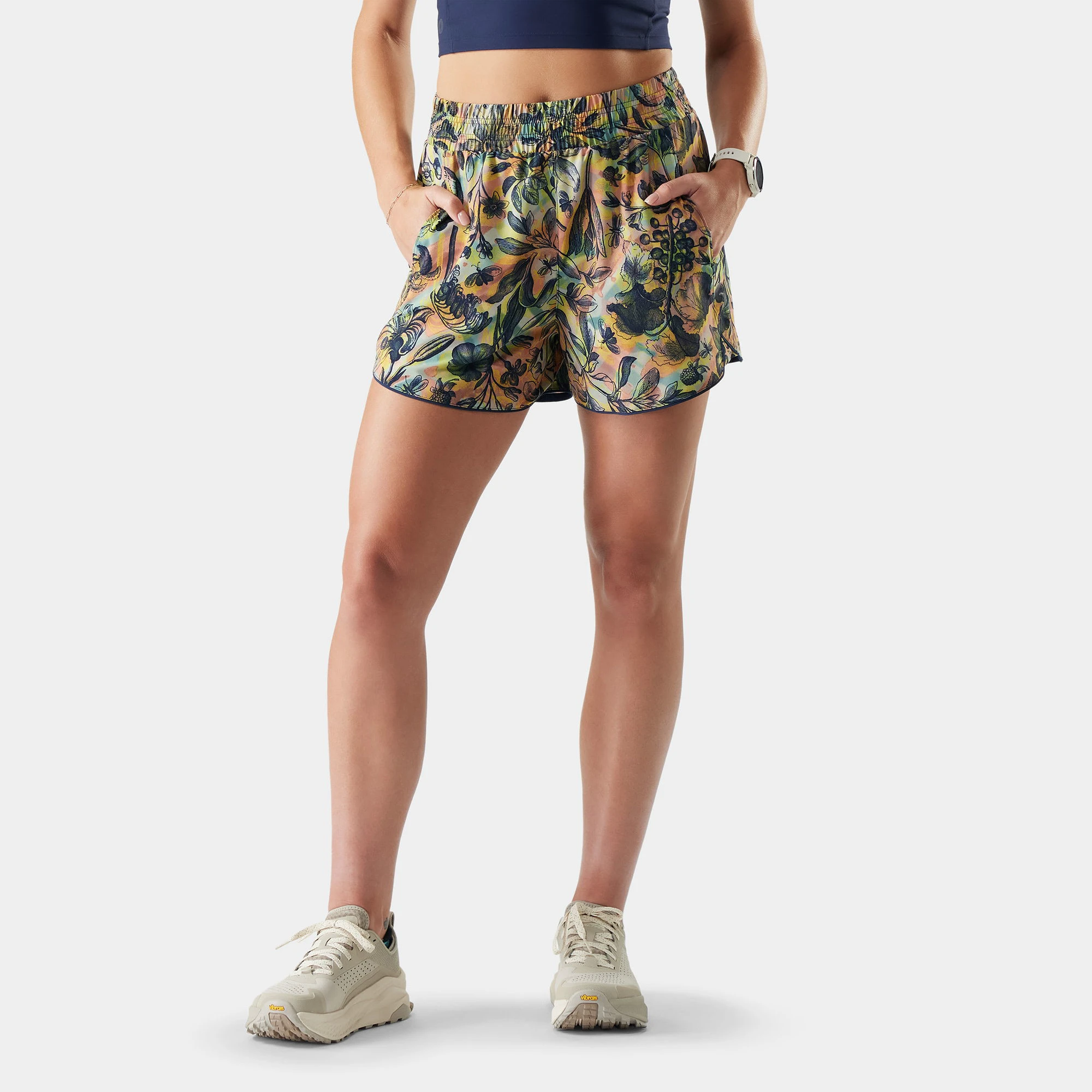 1. Pantaloni scurți sport Smartwool Active Lined 3" - Multi Floral Party | cu căptușeală Merino