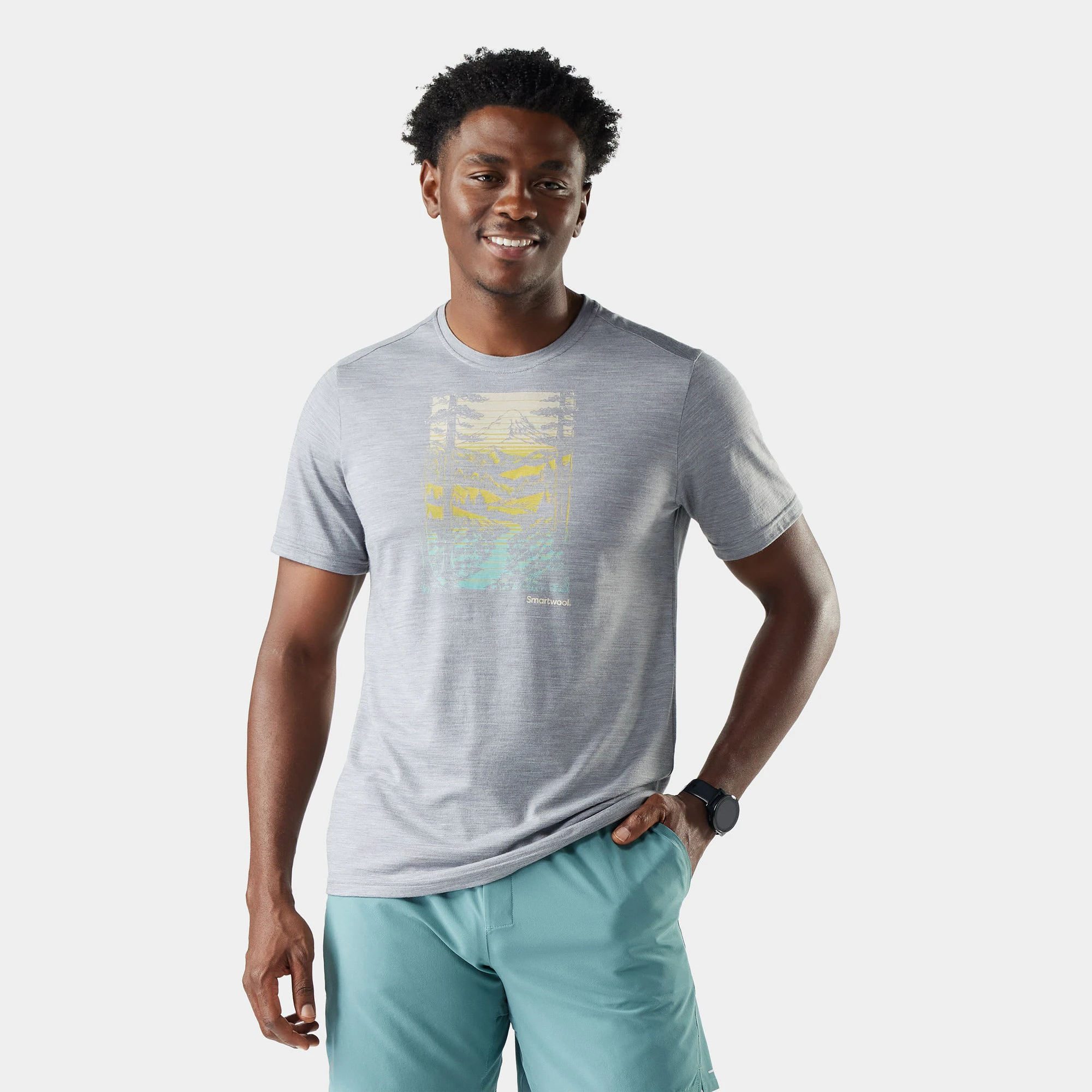 Tricou Merino sport Smartwool Winding Trail - gri deschis Light Gray Heather - 183355