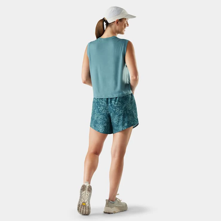 2. Maieu sport Smartwool Active Ultralite Crop Tank - turcoaz Dusty Teal - Merino + TENCEL™