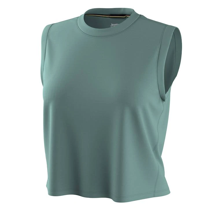 3. Maieu sport Smartwool Active Ultralite Crop Tank - turcoaz Dusty Teal - Merino + TENCEL™