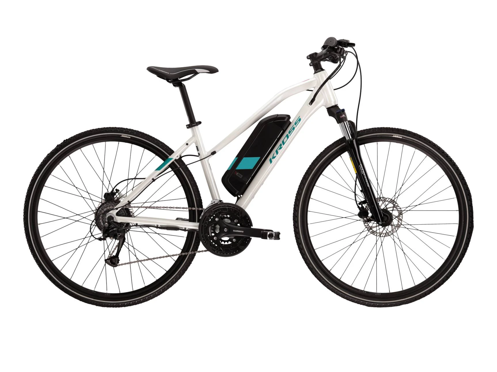 1. Bicicleta Electrica Cross Kross Evado Hybrid 1.0 28 inch alba Shimano Acera