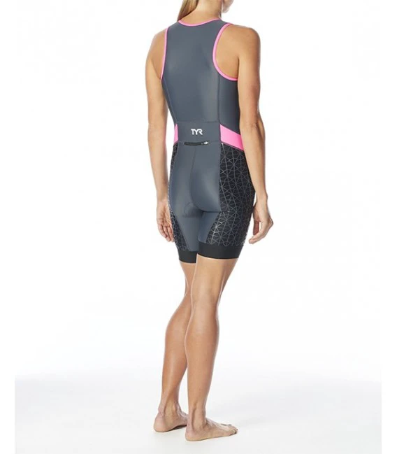 1. TYR Costum Trisuit Femei cu fermoar Gri-Roz
