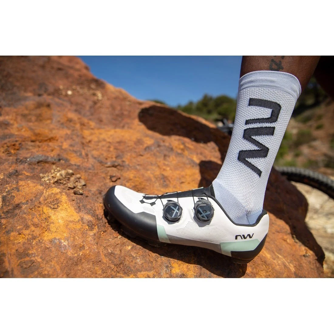 16. Pantofi ciclism MTB XC Northwave Extreme XT - gri/verde salvie | talpă carbon