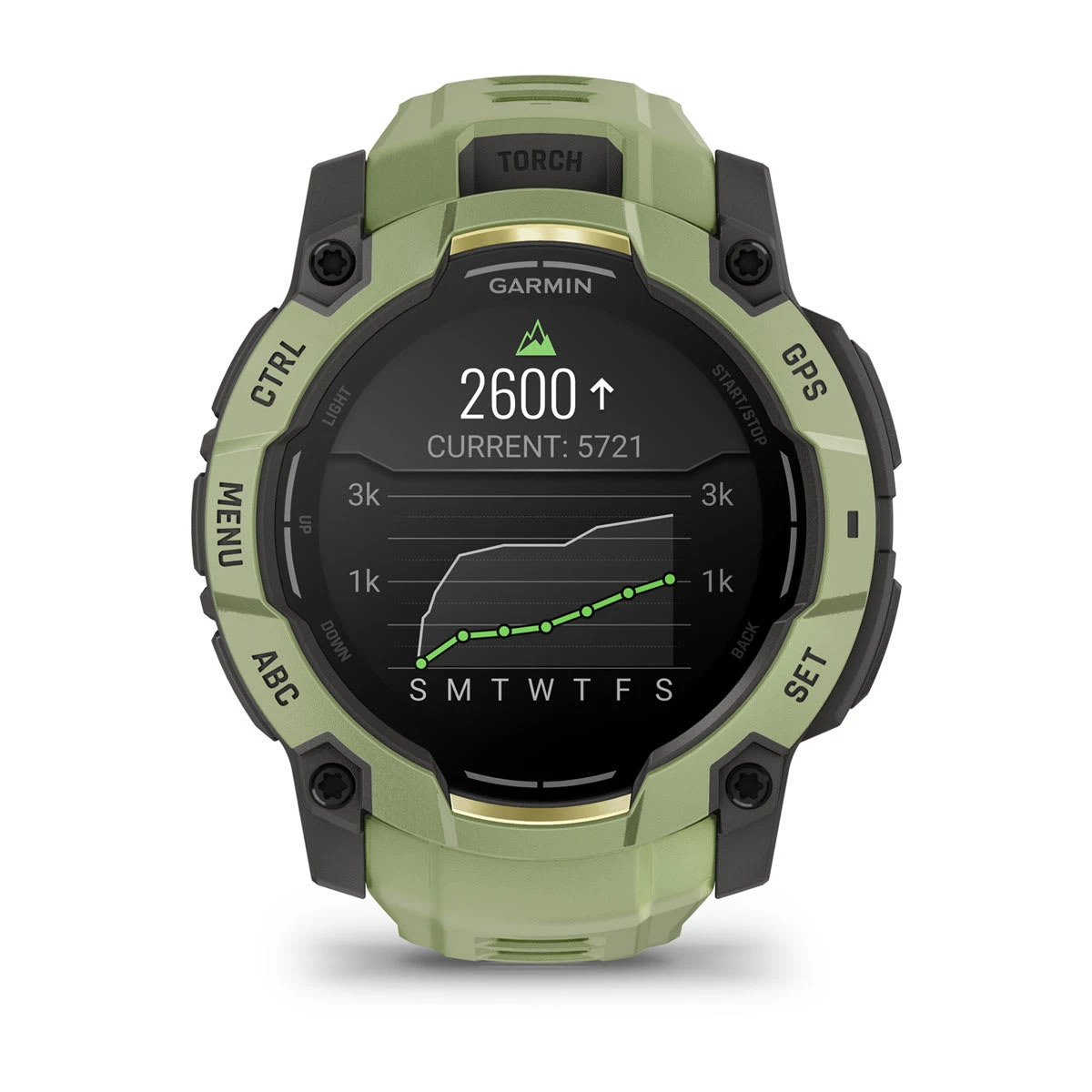 9. Garmin Instinct 3 – 50 mm, AMOLED | Fern Green cu curea Fern Green
