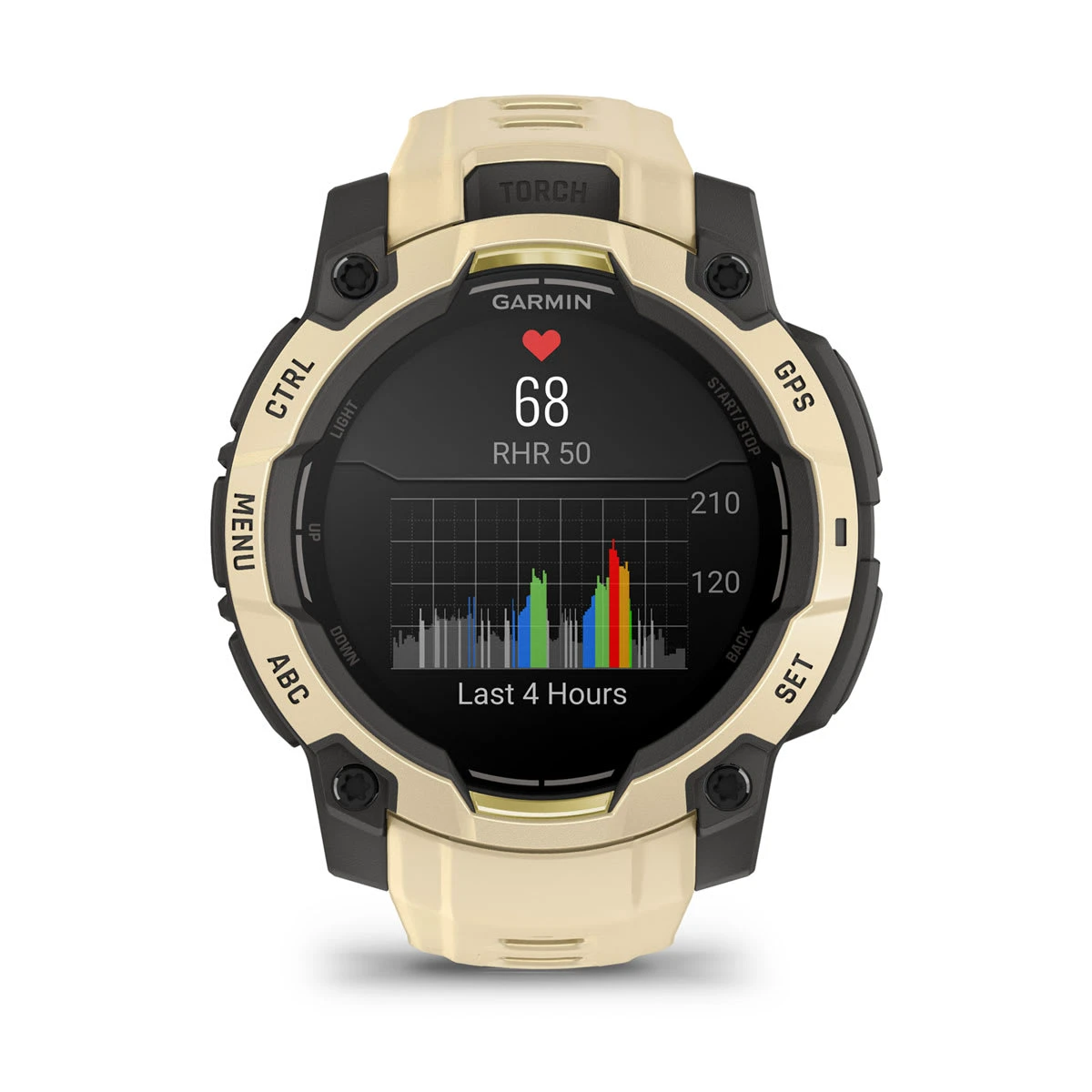 7. Garmin Instinct 3 – 45 mm, AMOLED | Citrine cu curea Citrine