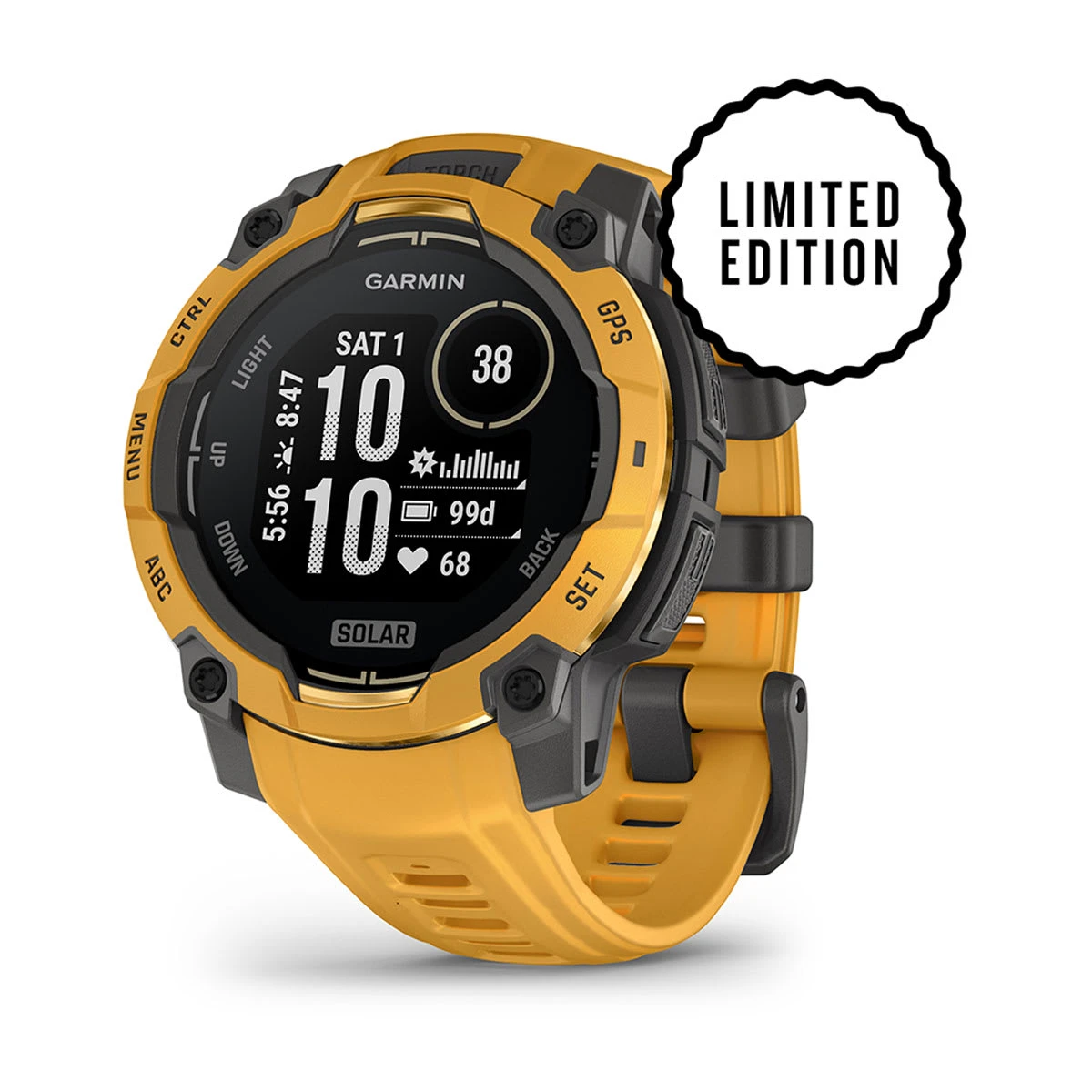 1. Garmin Instinct 3 – 45 mm, Solar | Sunburst curea cu Sunburst/Grey
