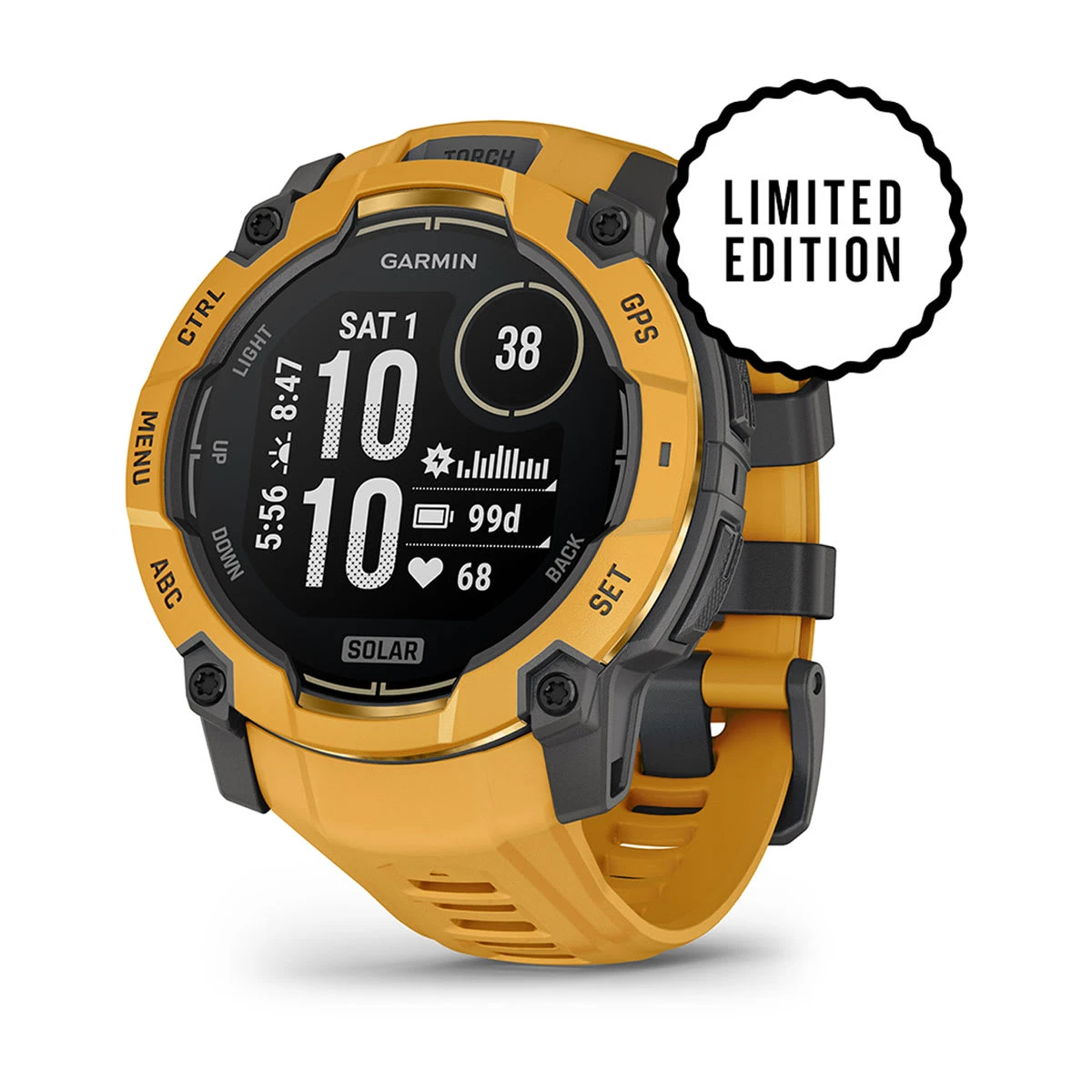 1. Garmin Instinct 3 – 50 mm, Solar | Sunburst curea cu Sunburst/Grey