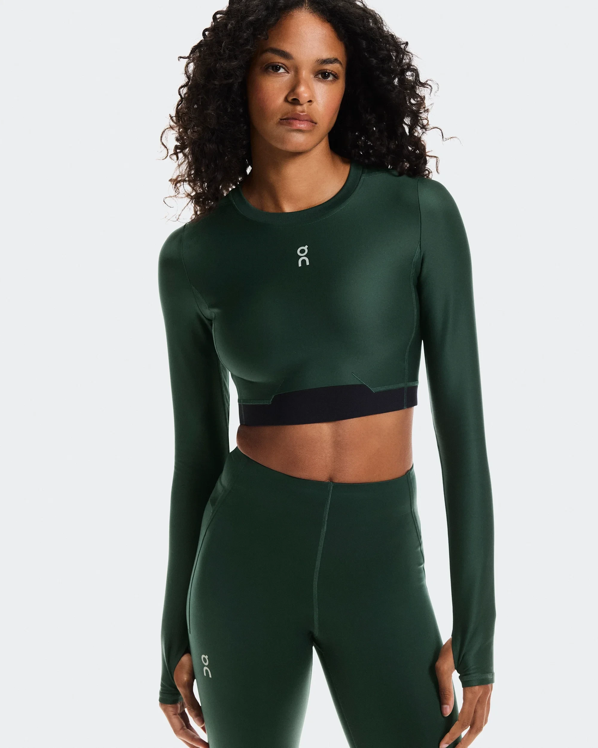 5. Bluză crop On Train Long Sleeve Crop W | antrenament - Obsidian