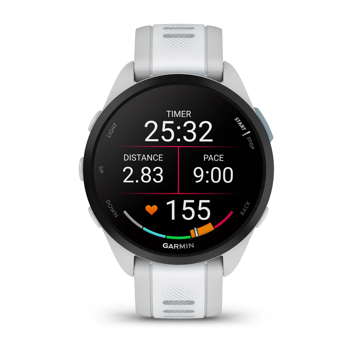 2. Garmin - Forerunner 165 Music ceas multisport cu GPS AMOLED - alb Whitestone - gri mist grey
