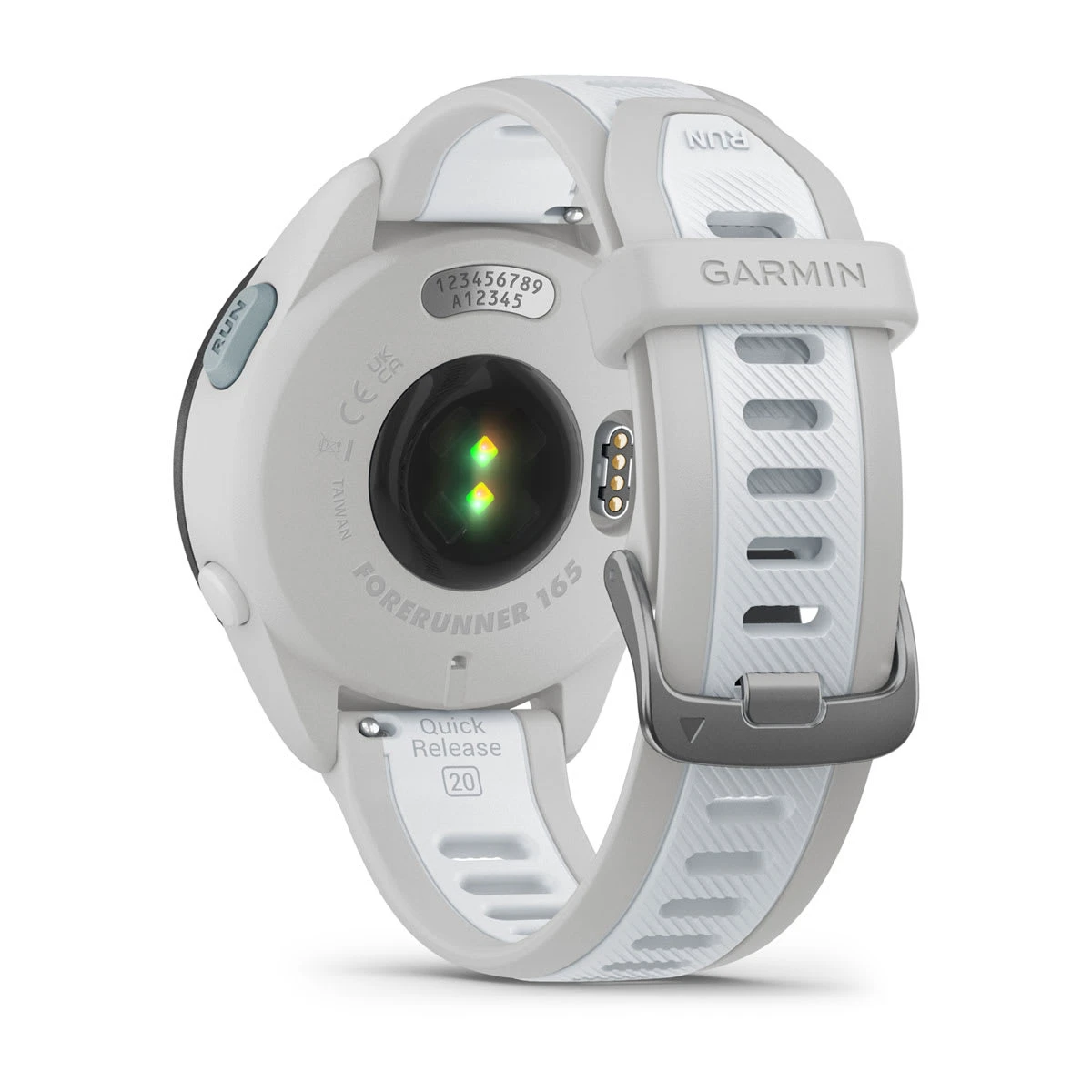 6. Garmin - Forerunner 165 Music ceas multisport cu GPS AMOLED - alb Whitestone - gri mist grey