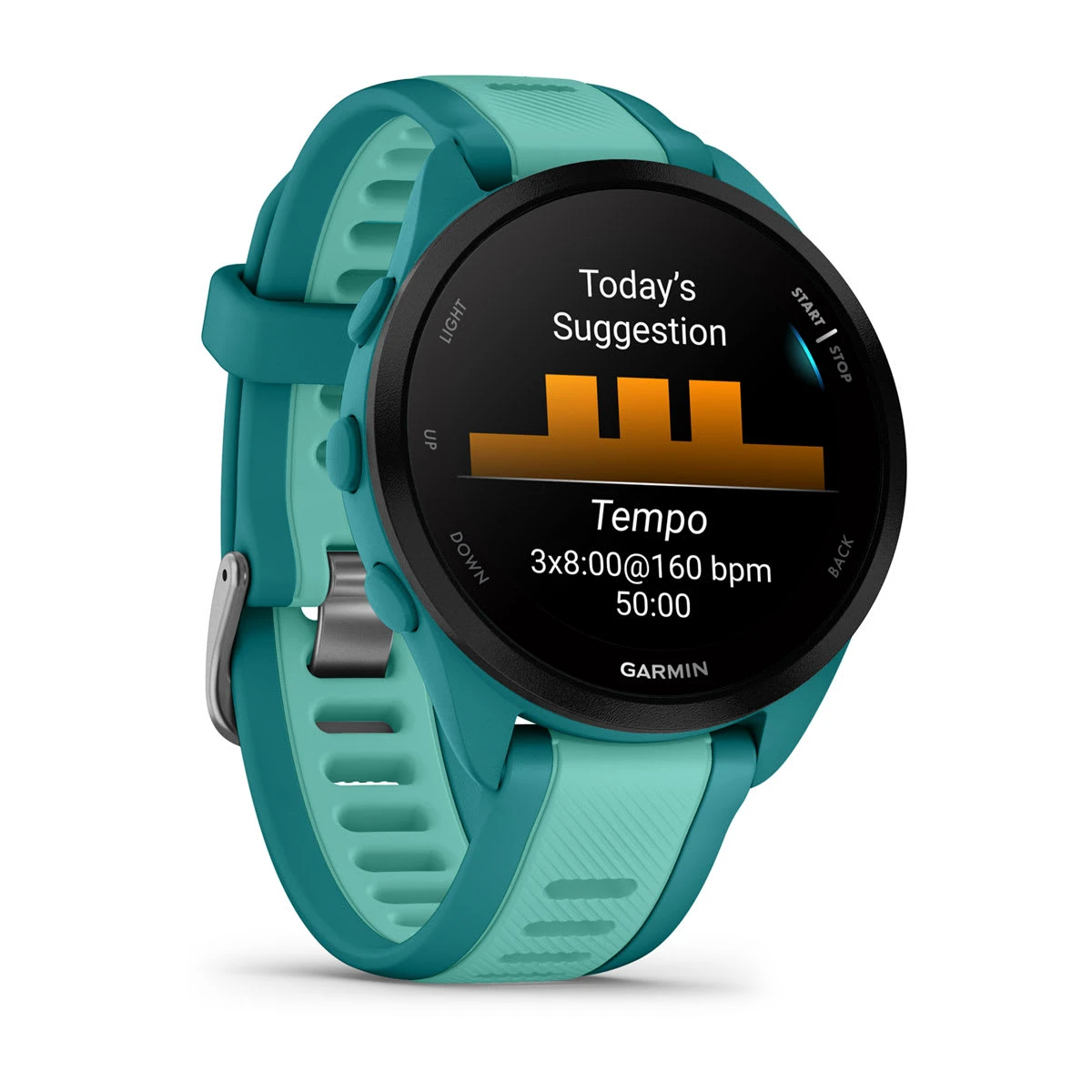3. Garmin - Forerunner 165 Music ceas multisport cu GPS AMOLED - albastru turcoaz aqua