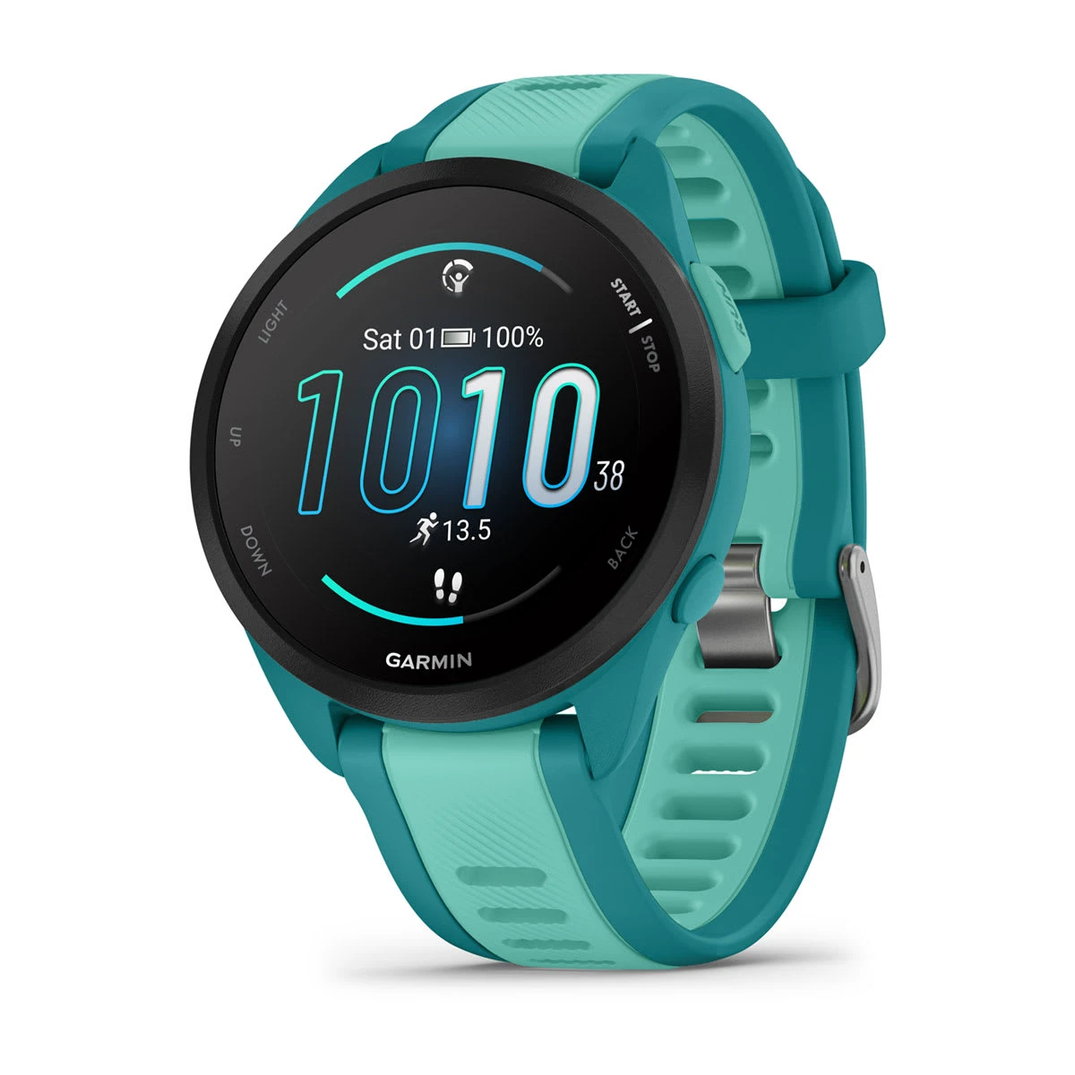 1. Garmin - Forerunner 165 Music ceas multisport cu GPS AMOLED - albastru turcoaz aqua