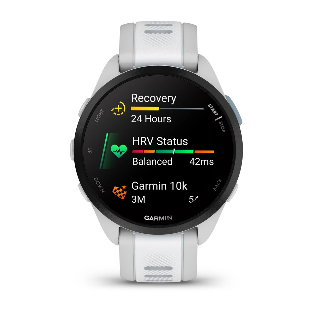 4. Garmin - Forerunner 165 ceas multisport cu GPS AMOLED - alb Whitestone - gri mist grey