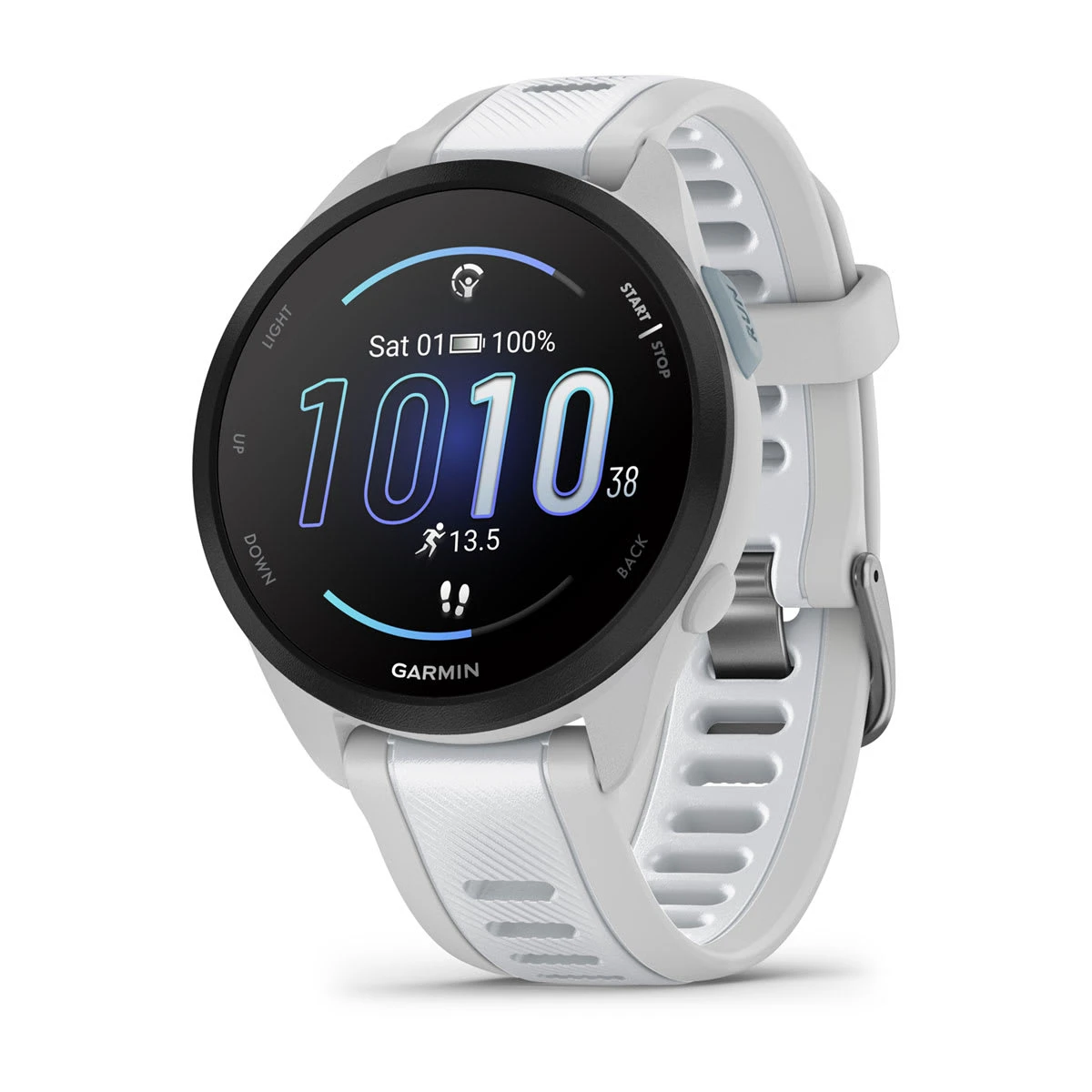 1. Garmin - Forerunner 165 ceas multisport cu GPS AMOLED - alb Whitestone - gri mist grey