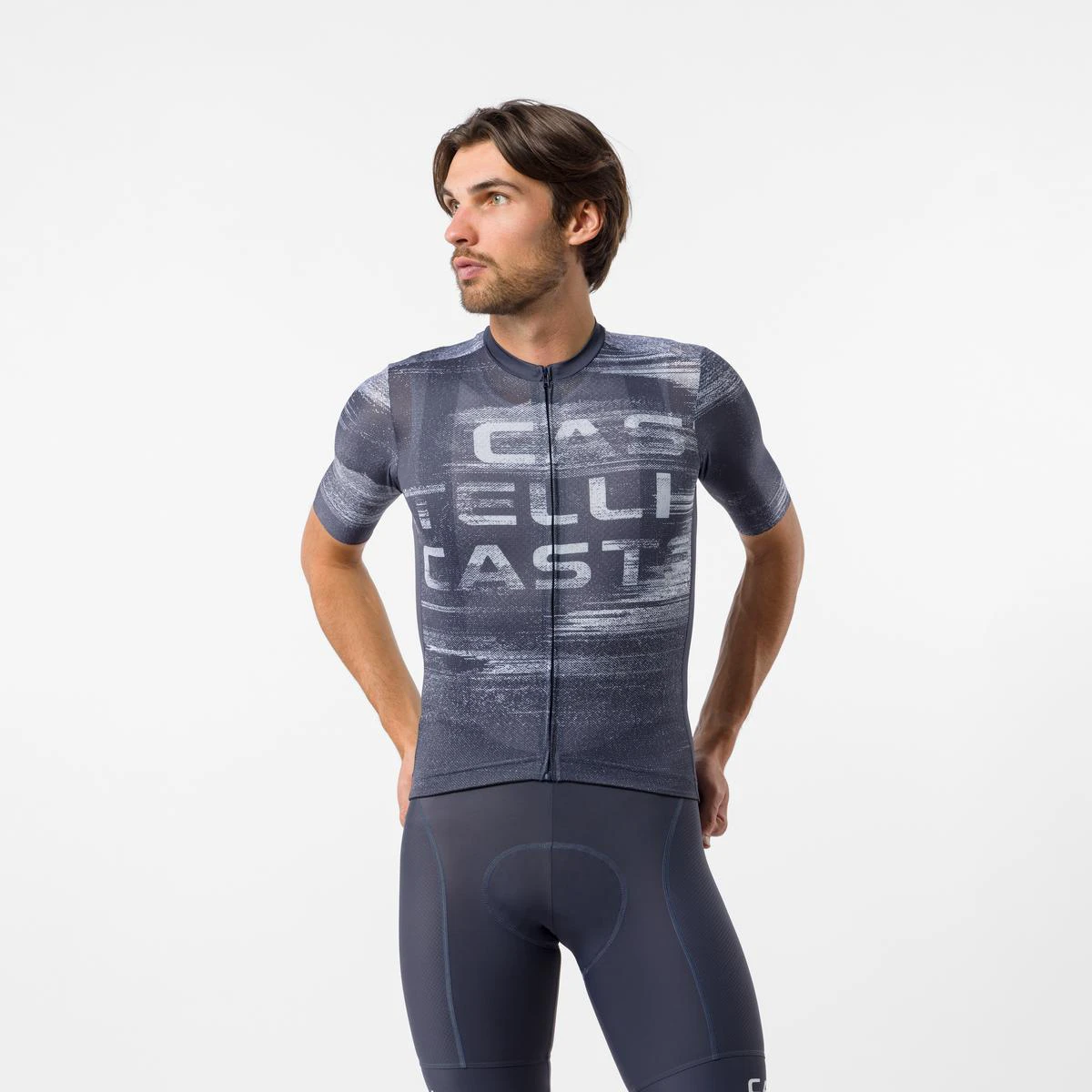 Tricou cu maneca scurta Castelli Stratus Logo, pentru barbati, twilight blue/winter sky - 192300