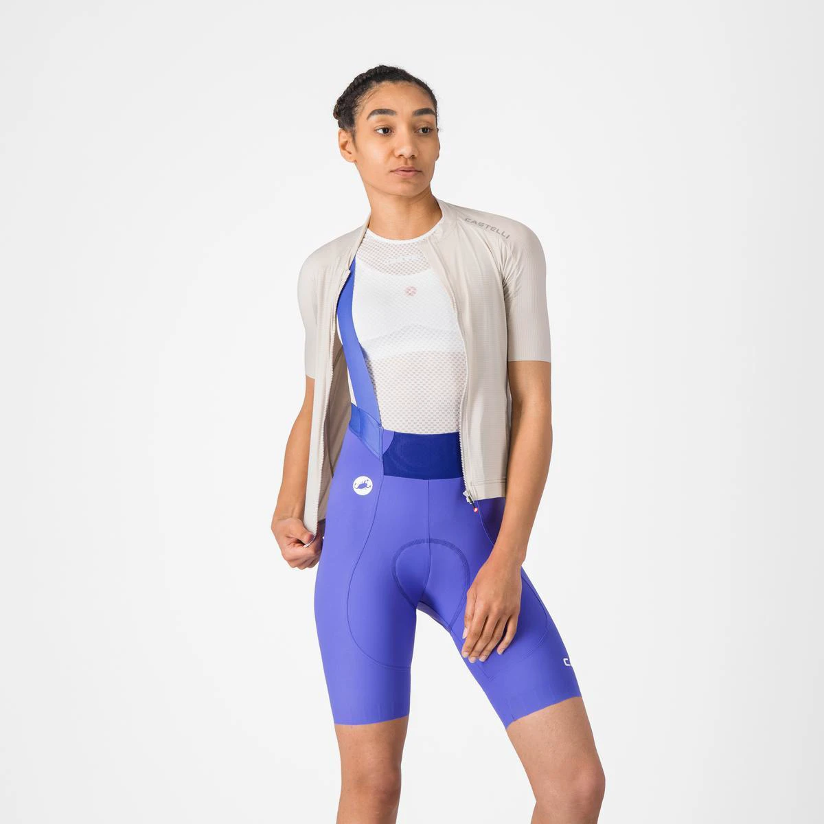 1. Pantaloni scurti cu bretele Castelli Espresso 2 W DT, pentru femei, violet