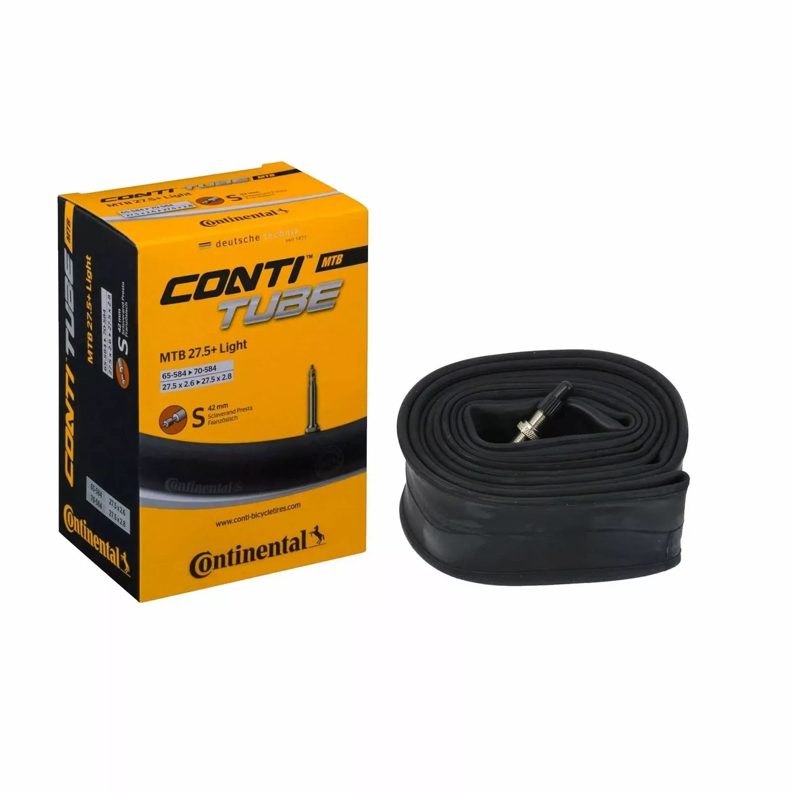1. Camera Continental MTB 27.5 Wide Light, 65/70-584, 27.5x2.6-2.8, S42