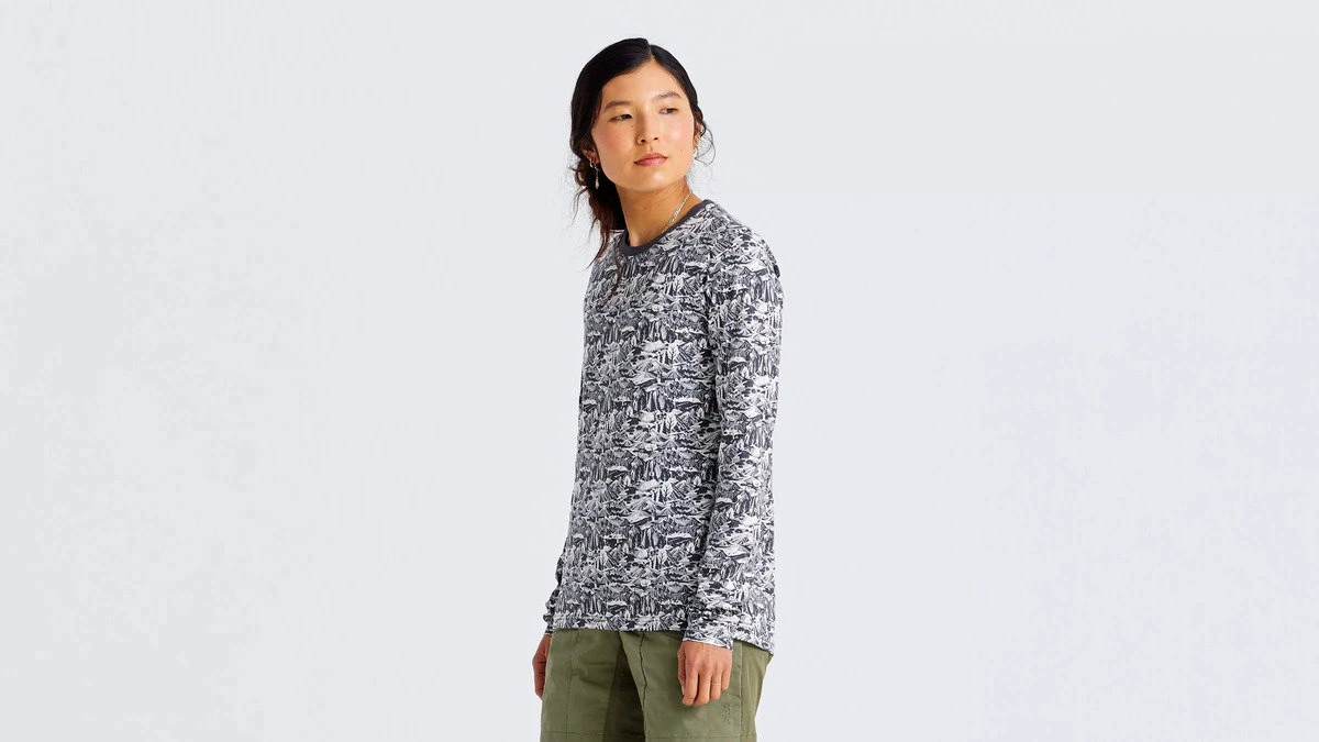 3. Tricou Ciclism SPECIALIZED/FJALLRAVEN Women's Cotton Caliswe (L/S) - Basalt/Eggshell