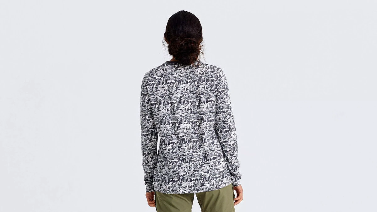 Tricou Ciclism SPECIALIZED/FJALLRAVEN Women's Cotton Caliswe (L/S) - Basalt/Eggshell - 201283