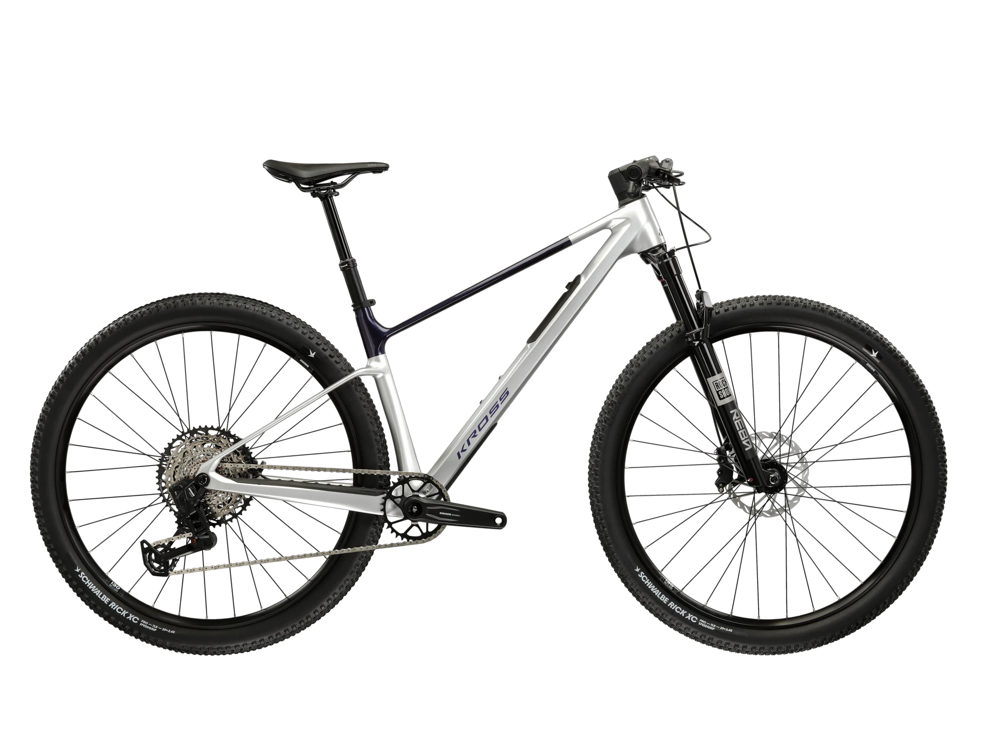 1. Bicicleta MTB Hardtail Kross Level RS 3.0 29 inch argintie SRAM Eagle