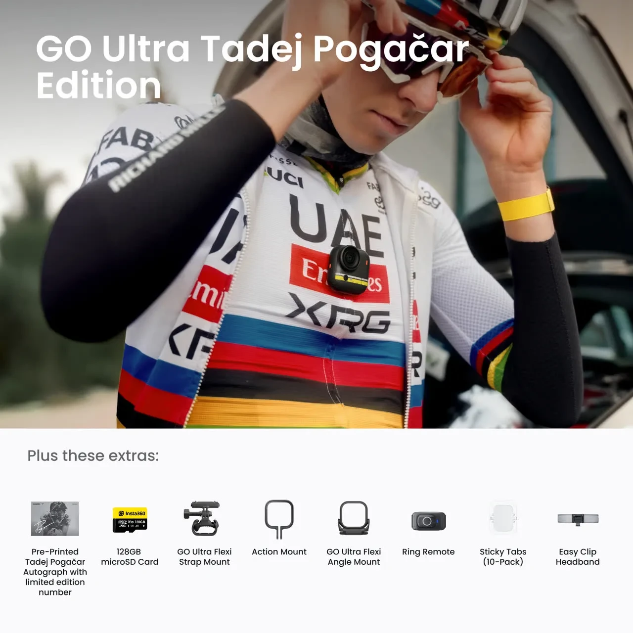 3. Insta360 Go Ultra Camera Video Sport Ultra-compacta 4K - Tadej Pogačar Edition