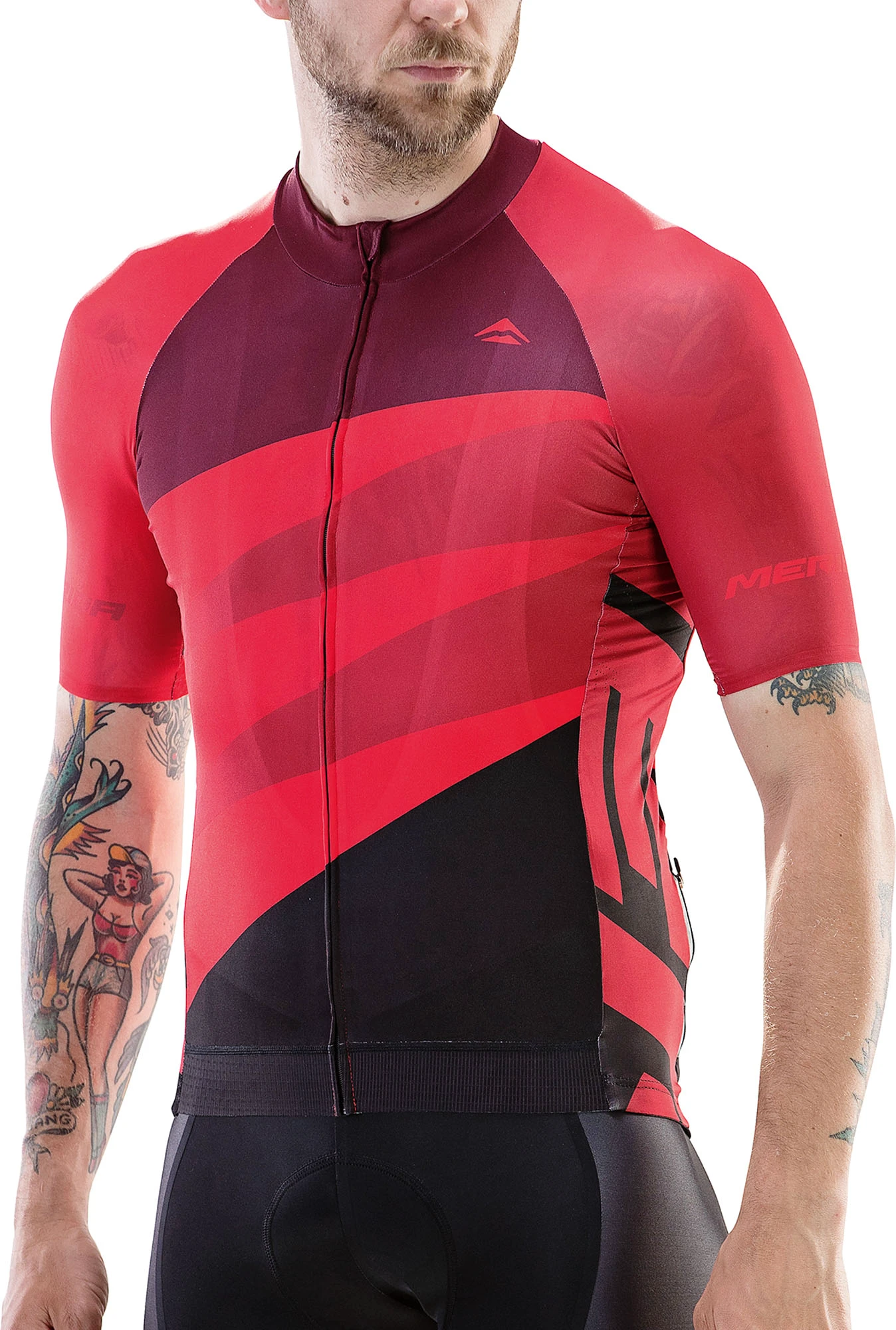 1. Tricou ciclism Merida Cx Design scurt 422 S Roșu/Negru fermoar lung - 15512T0422