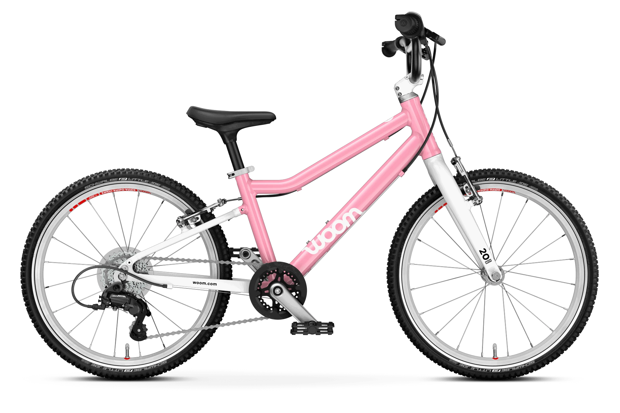 1. Bicicleta copii Woom 4 Go cu roti 20" roz pudra (powder pink)