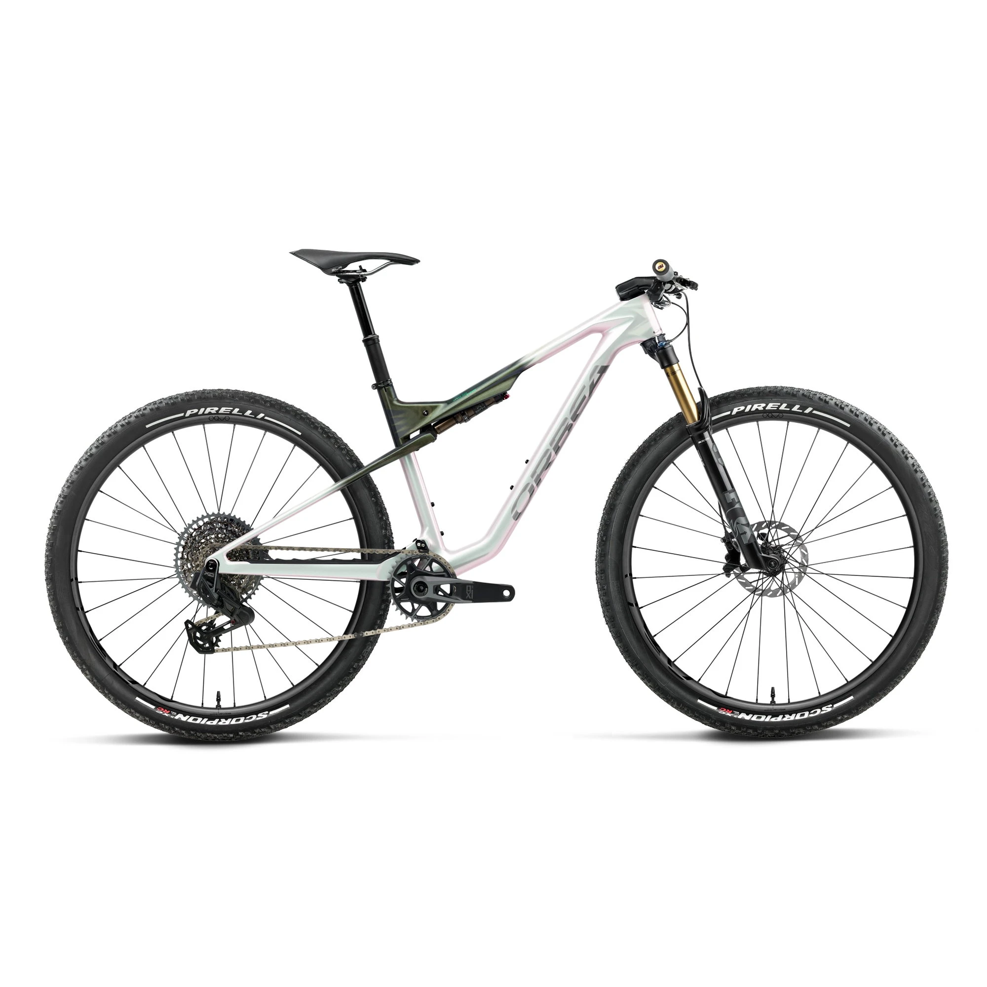 Orbea OIZ M-TEAM AXS (2027) - bicicletă MTB XC full suspension - Iris White - Seaweed Carbon View (Gloss) - 224868