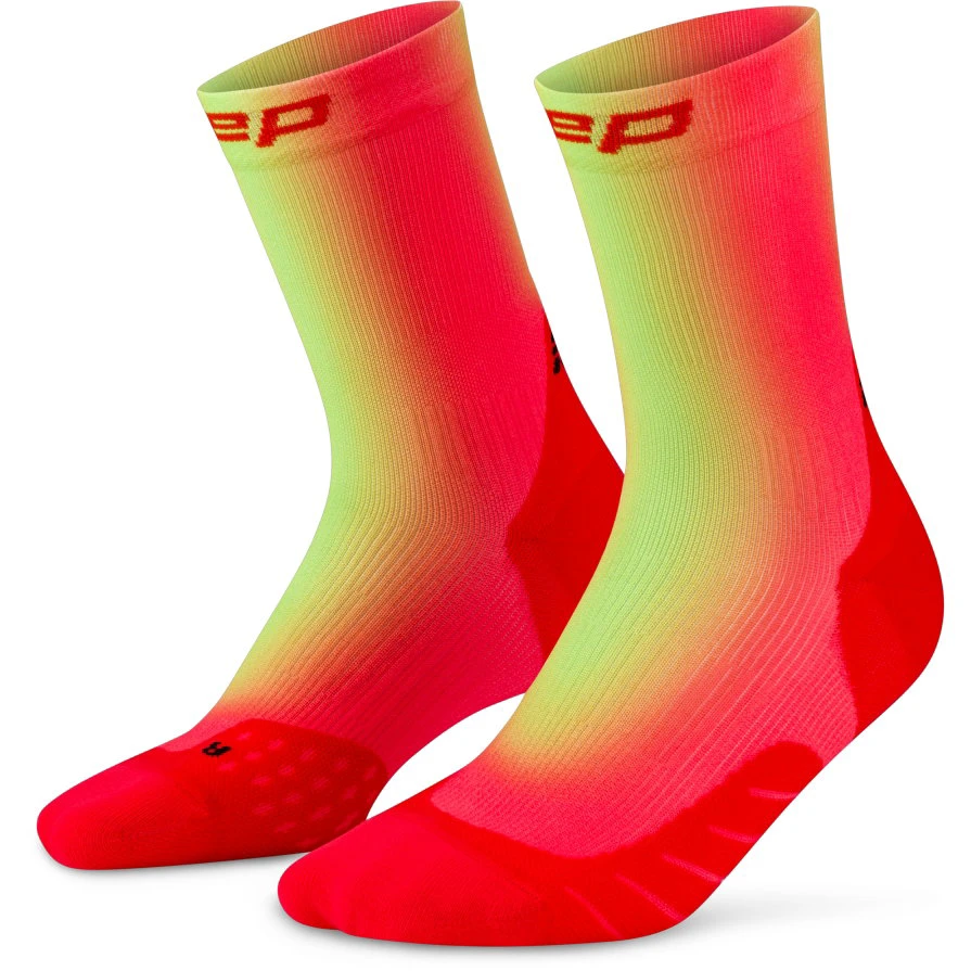 2. Șosete compresie CEP Run Gradient Mid Cut 5.0 - roșu/lime | alergare